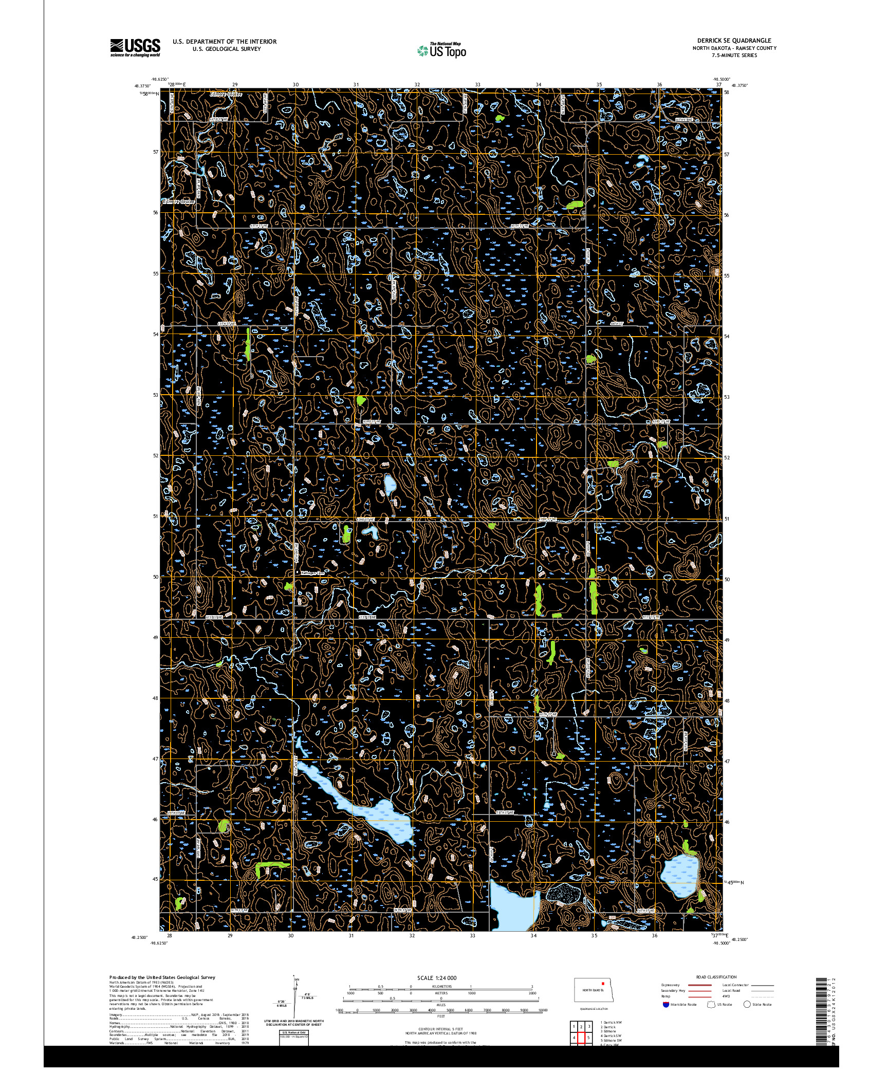 USGS US TOPO 7.5-MINUTE MAP FOR DERRICK SE, ND 2020