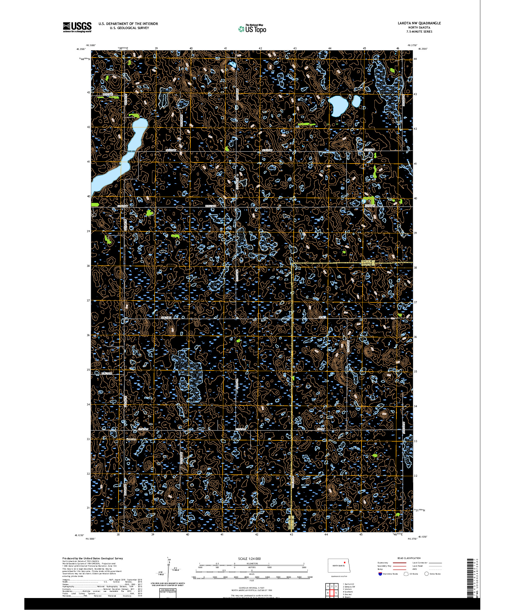 USGS US TOPO 7.5-MINUTE MAP FOR LAKOTA NW, ND 2020