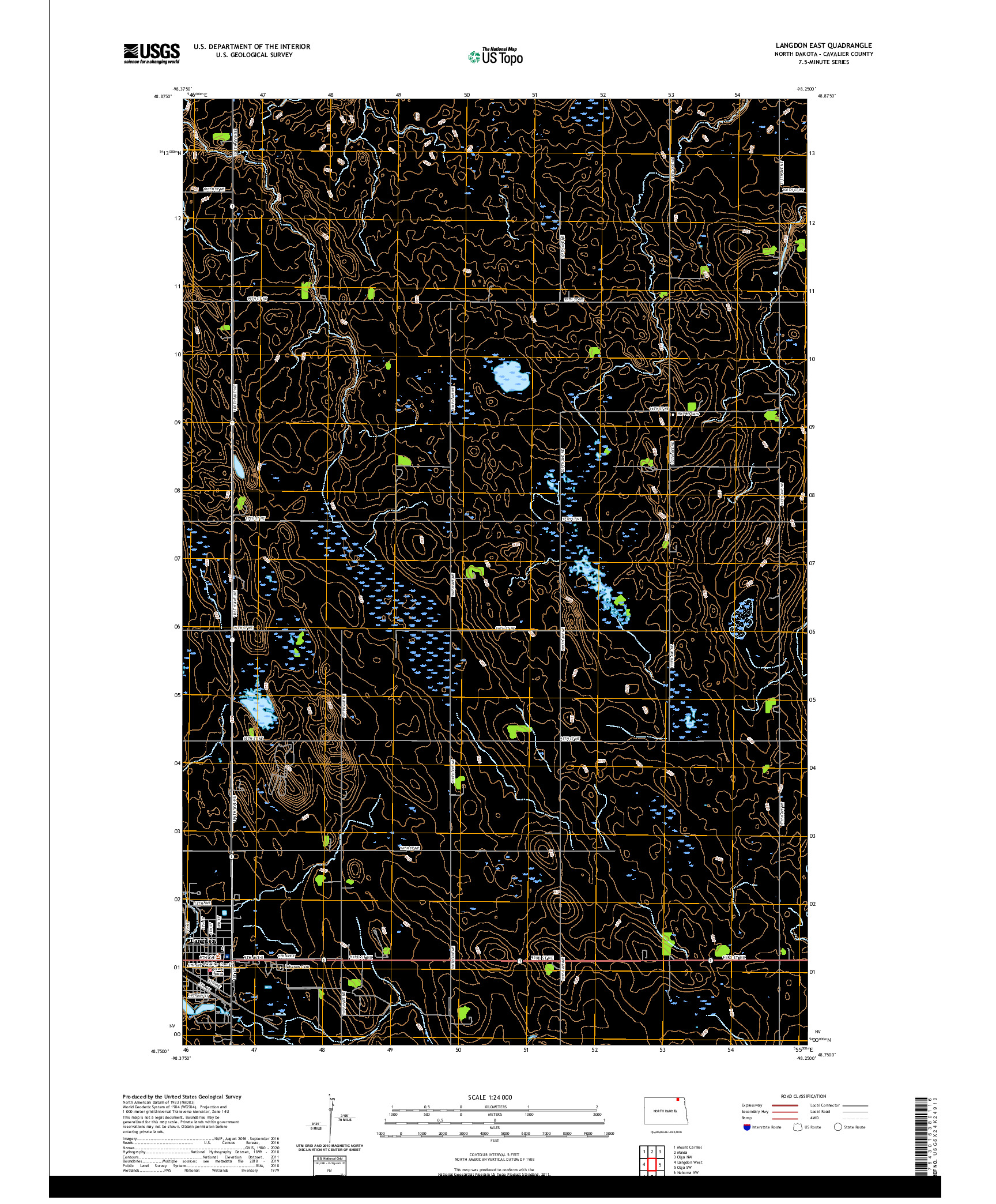 USGS US TOPO 7.5-MINUTE MAP FOR LANGDON EAST, ND 2020