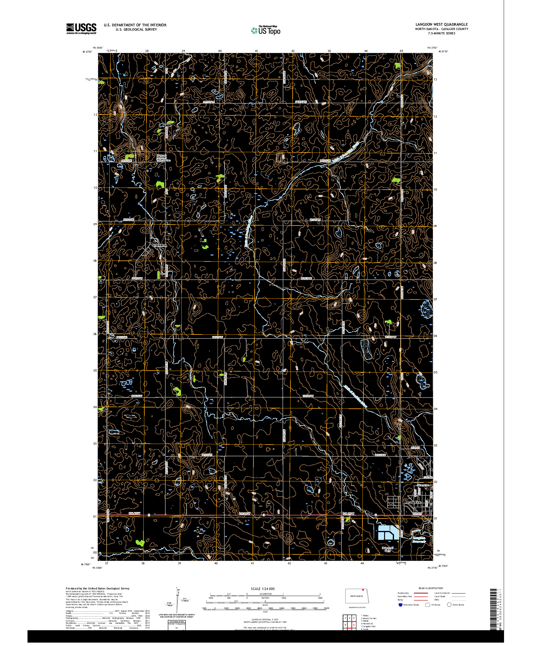 USGS US TOPO 7.5-MINUTE MAP FOR LANGDON WEST, ND 2020