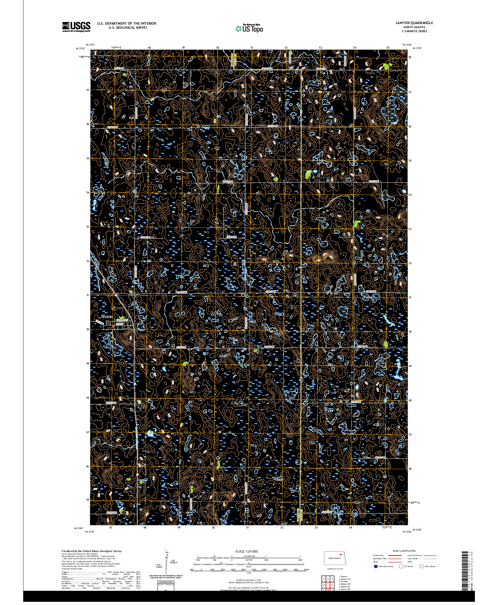 USGS US TOPO 7.5-MINUTE MAP FOR LAWTON, ND 2020