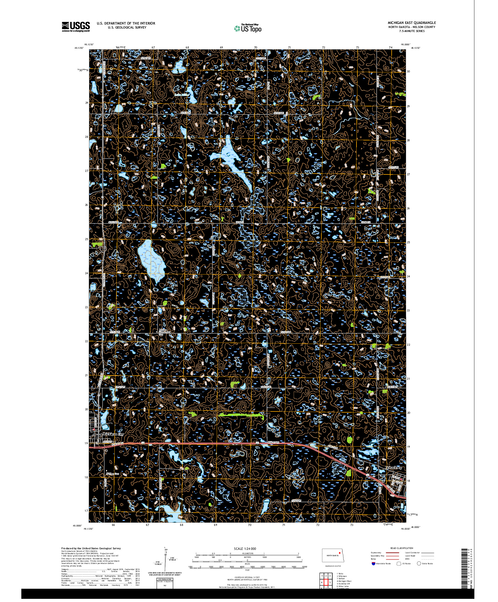 USGS US TOPO 7.5-MINUTE MAP FOR MICHIGAN EAST, ND 2020