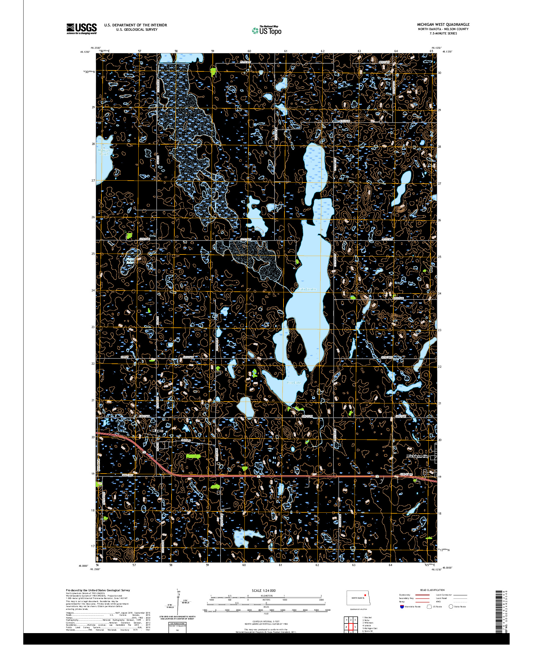 USGS US TOPO 7.5-MINUTE MAP FOR MICHIGAN WEST, ND 2020