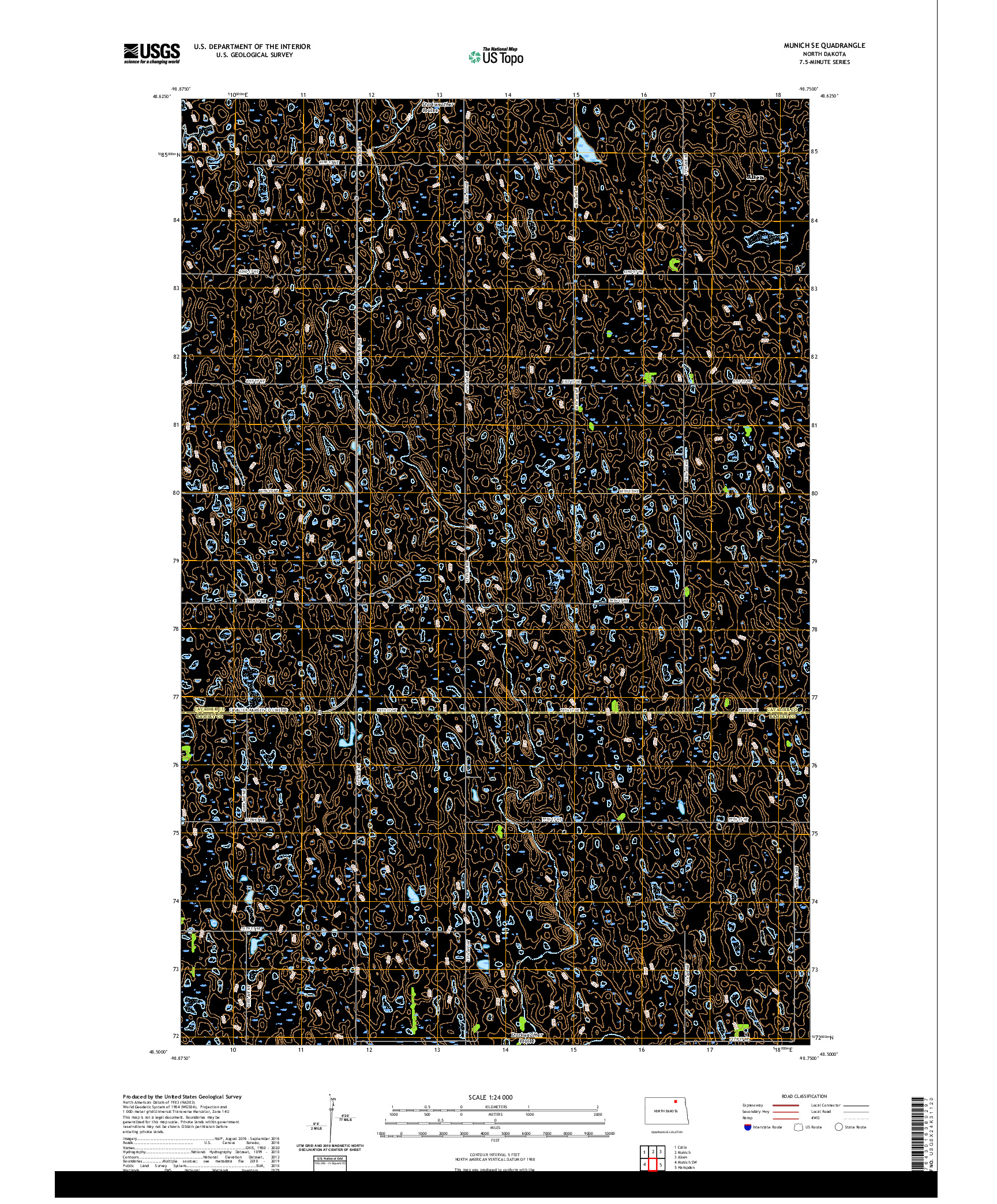 USGS US TOPO 7.5-MINUTE MAP FOR MUNICH SE, ND 2020