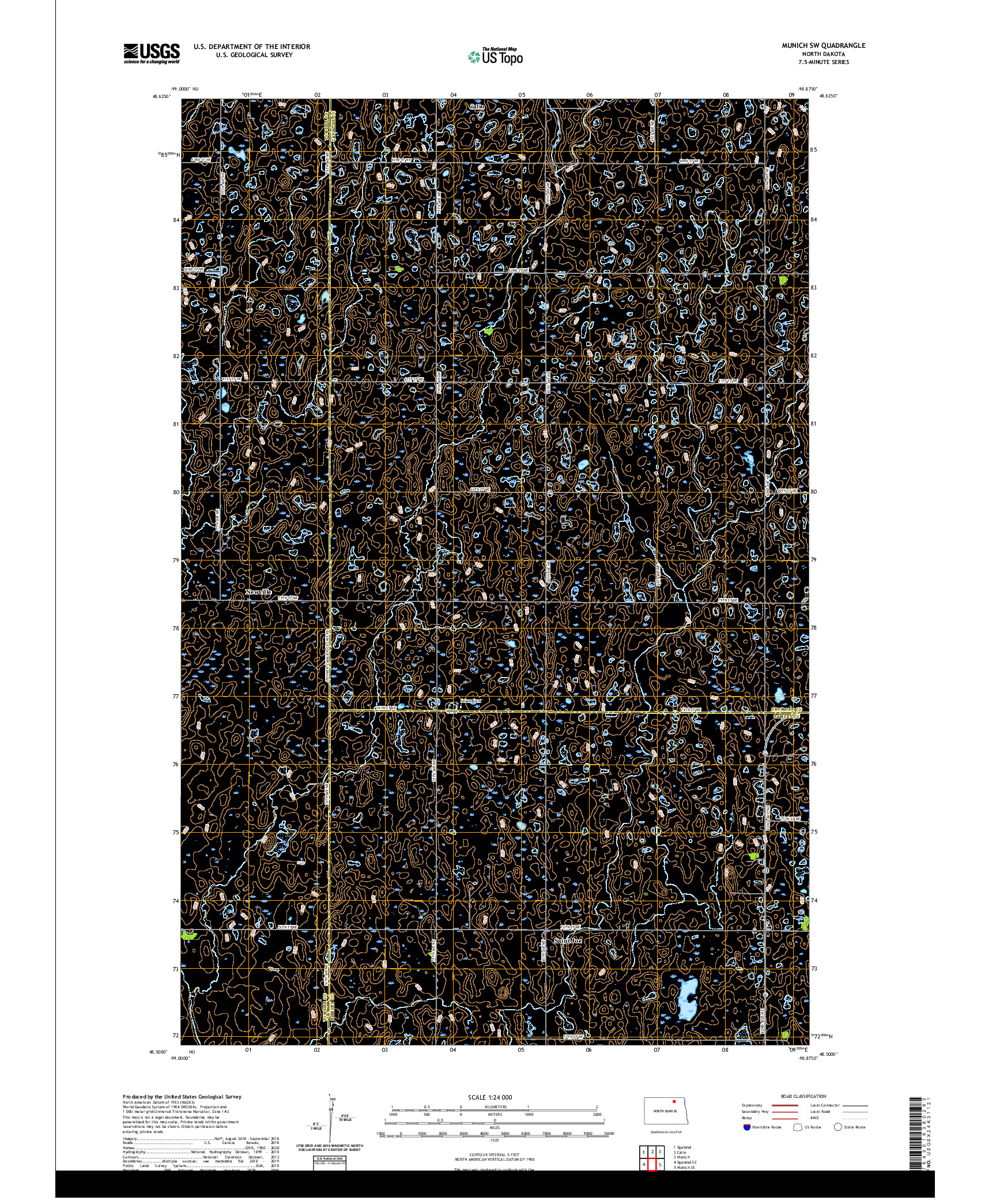 USGS US TOPO 7.5-MINUTE MAP FOR MUNICH SW, ND 2020