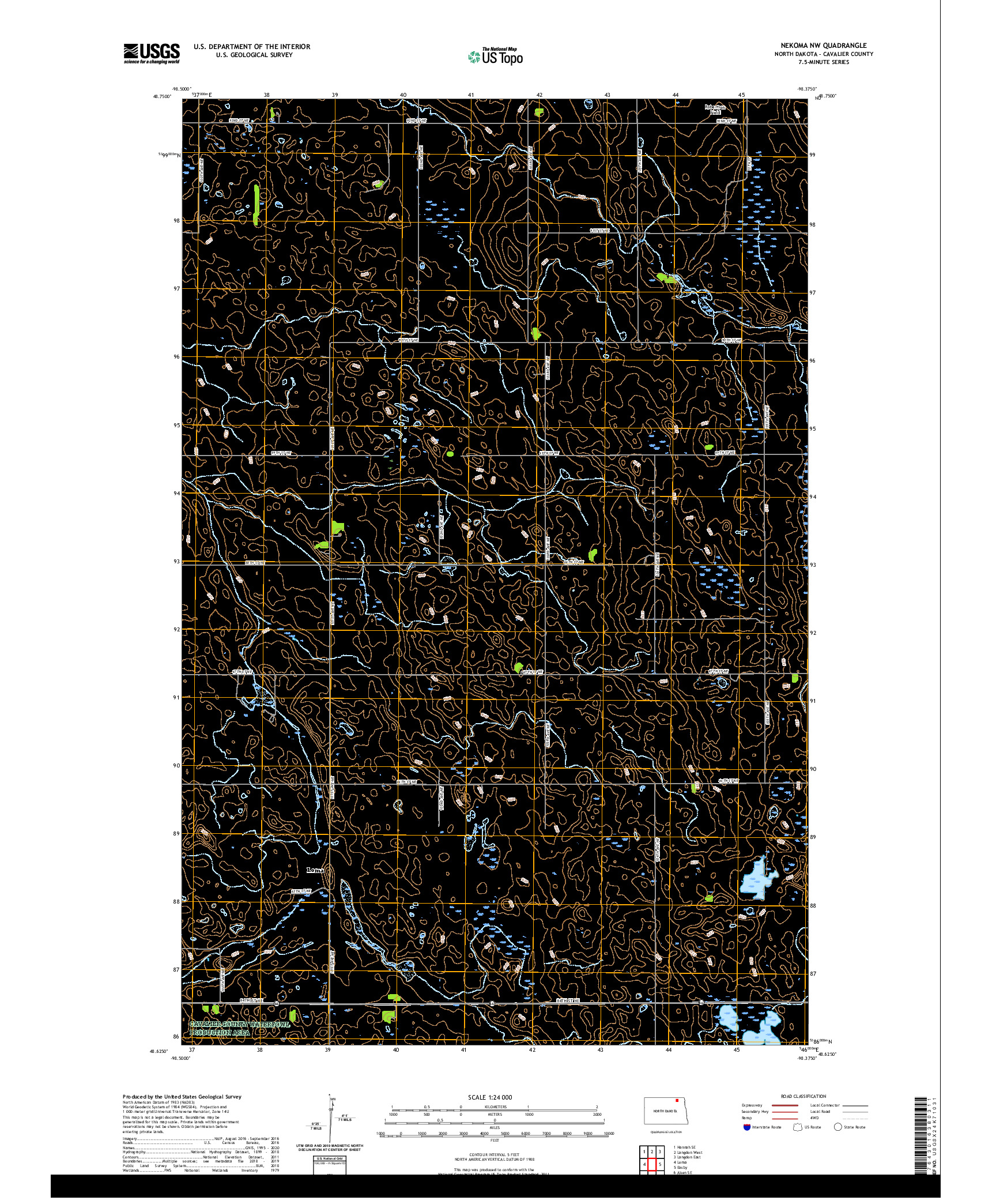 USGS US TOPO 7.5-MINUTE MAP FOR NEKOMA NW, ND 2020