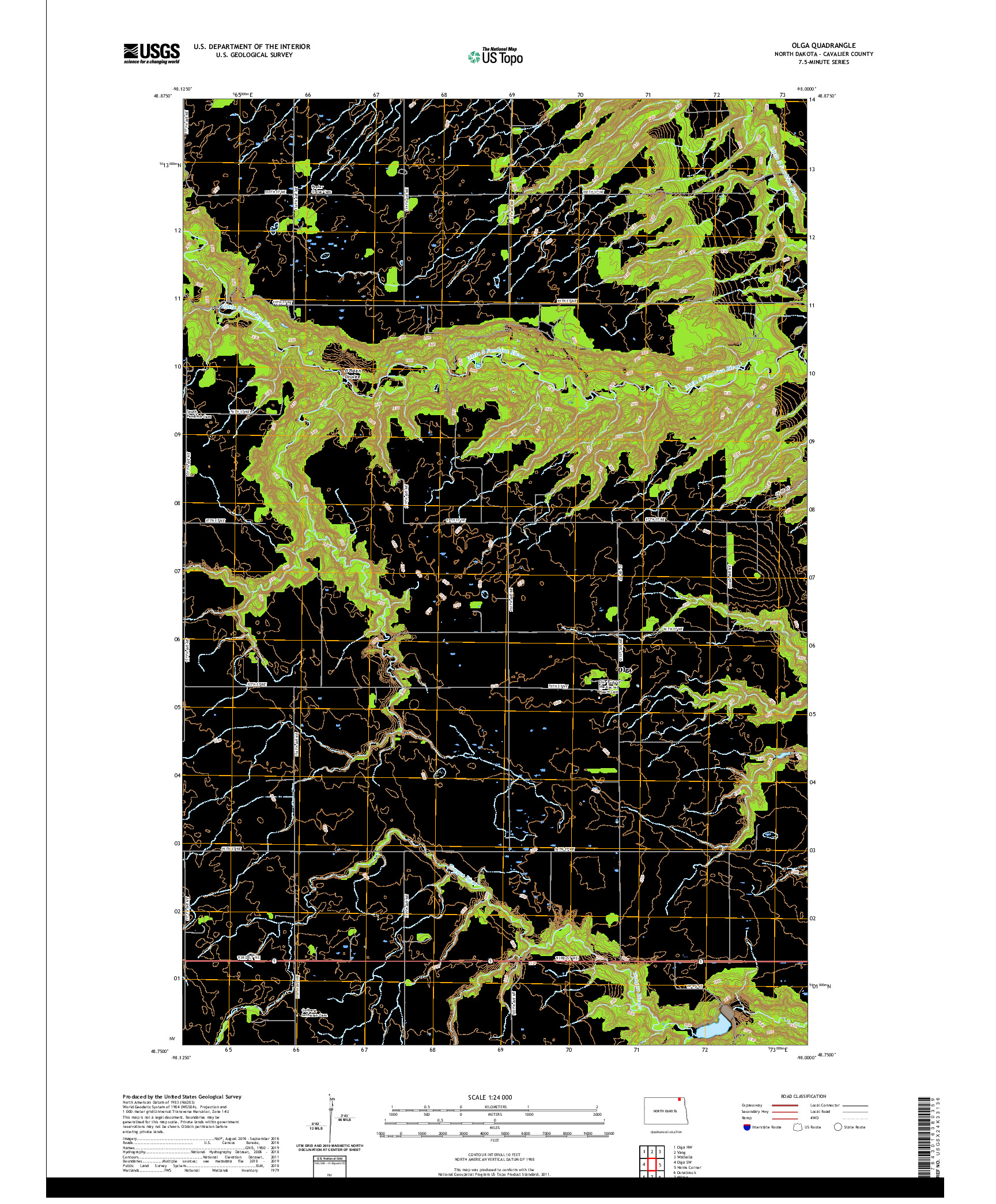 USGS US TOPO 7.5-MINUTE MAP FOR OLGA, ND 2020