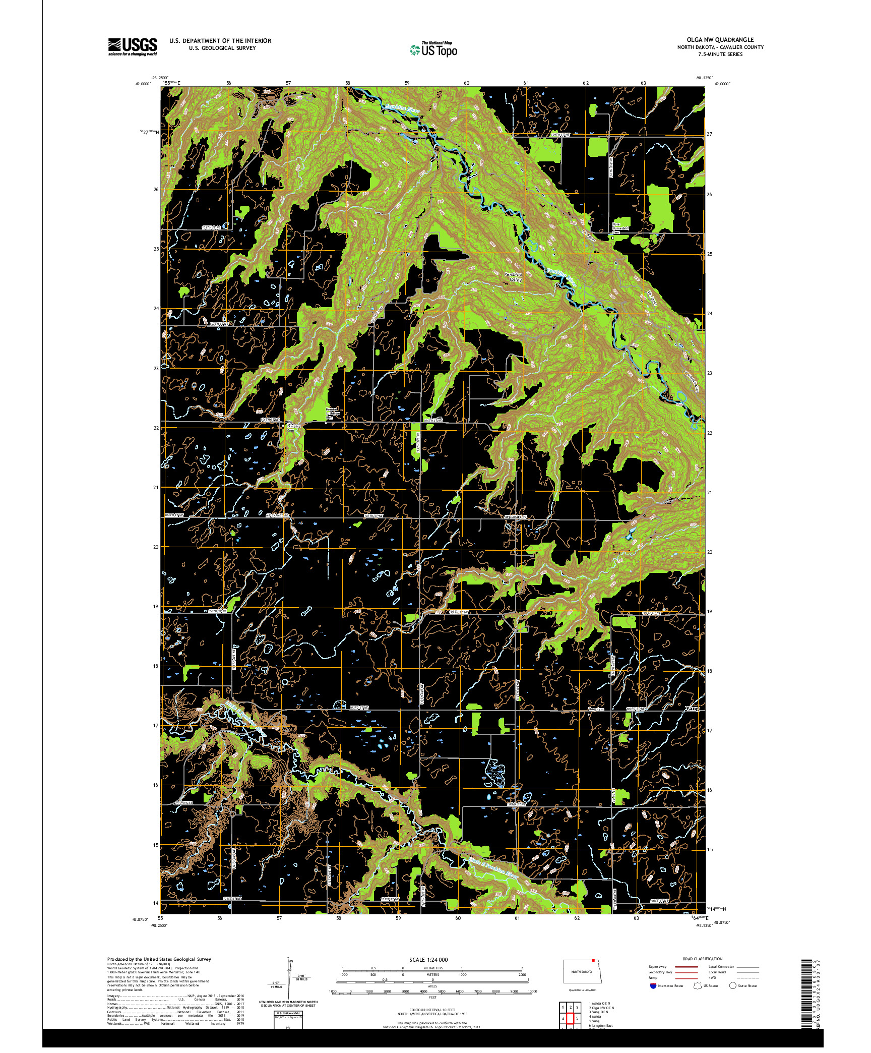 USGS US TOPO 7.5-MINUTE MAP FOR OLGA NW, ND,MB 2020
