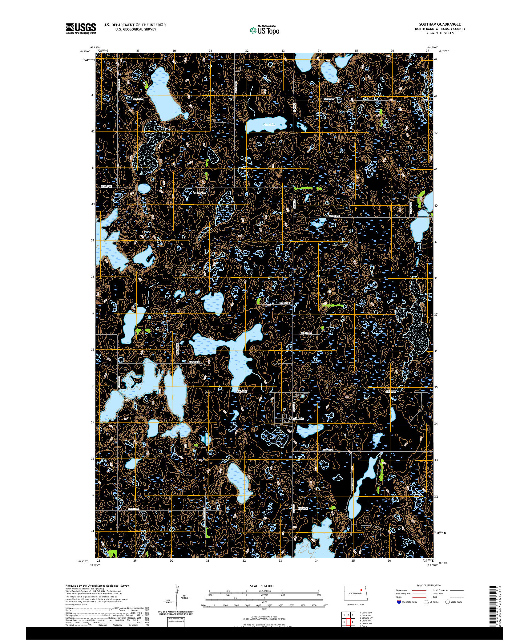 USGS US TOPO 7.5-MINUTE MAP FOR SOUTHAM, ND 2020