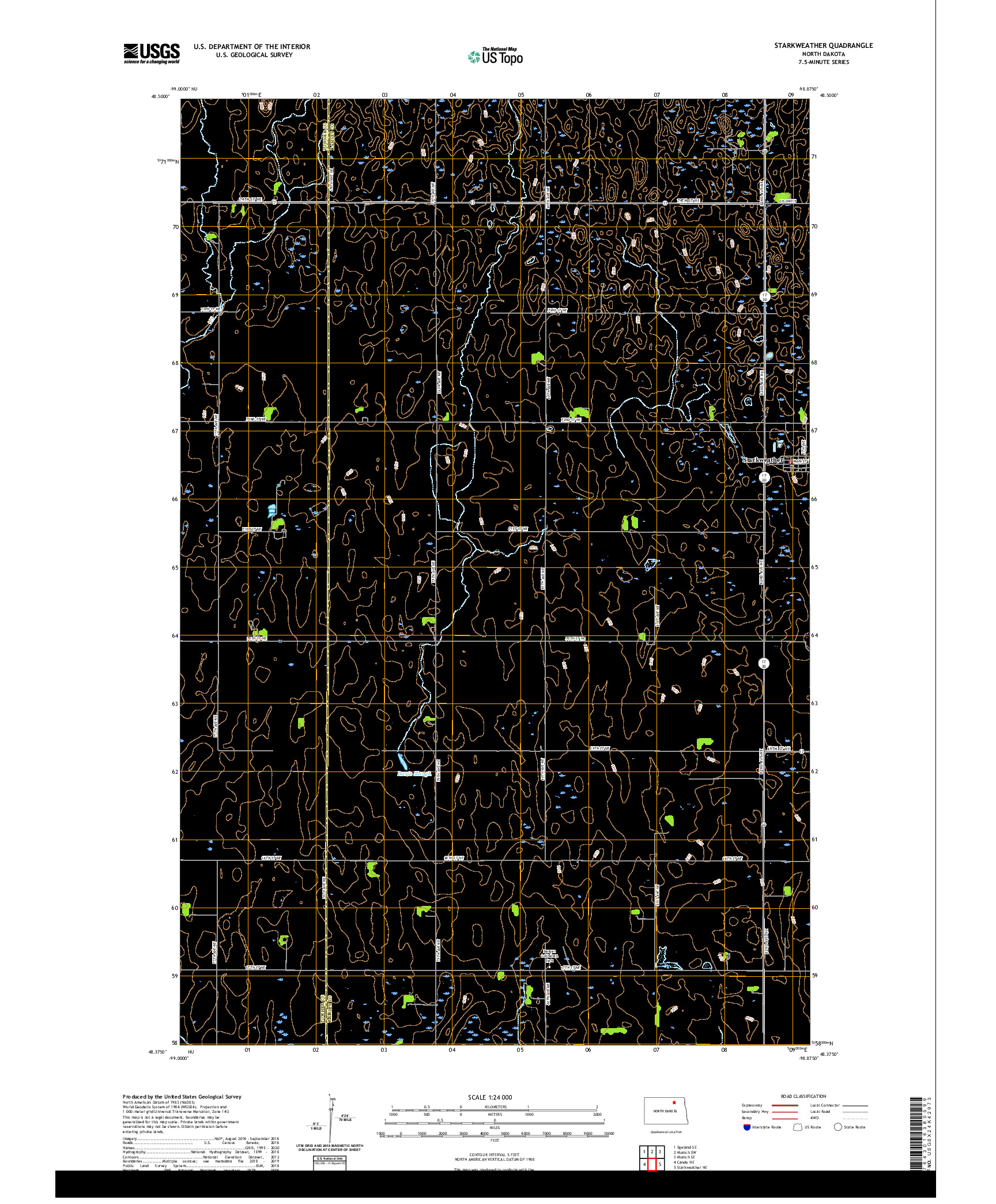 USGS US TOPO 7.5-MINUTE MAP FOR STARKWEATHER, ND 2020