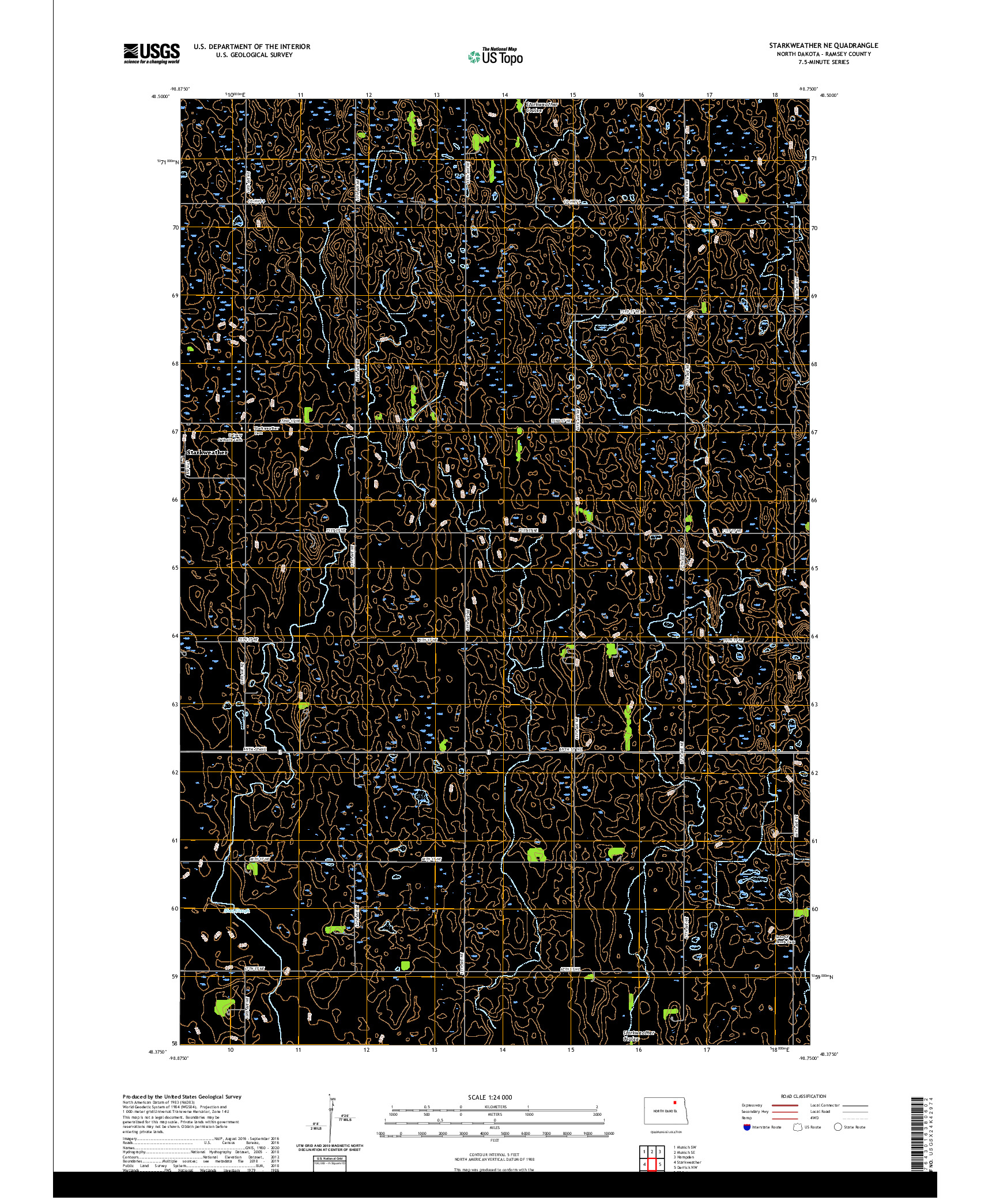 USGS US TOPO 7.5-MINUTE MAP FOR STARKWEATHER NE, ND 2020