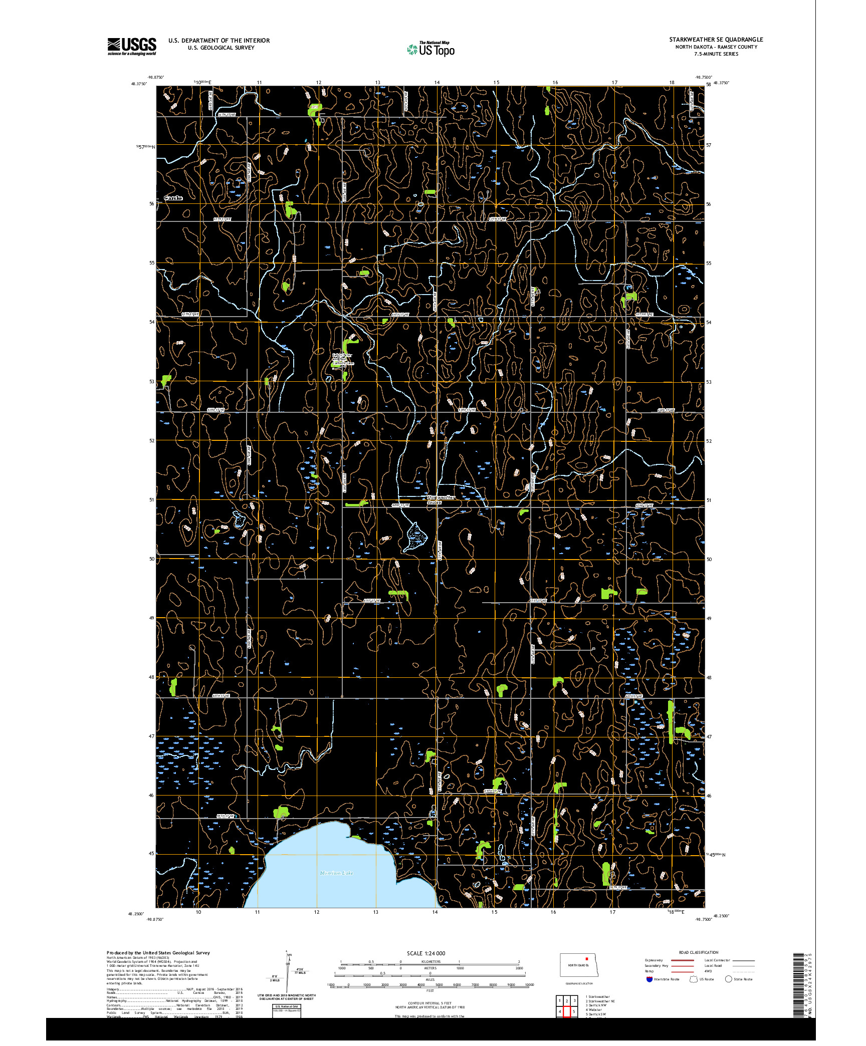 USGS US TOPO 7.5-MINUTE MAP FOR STARKWEATHER SE, ND 2020