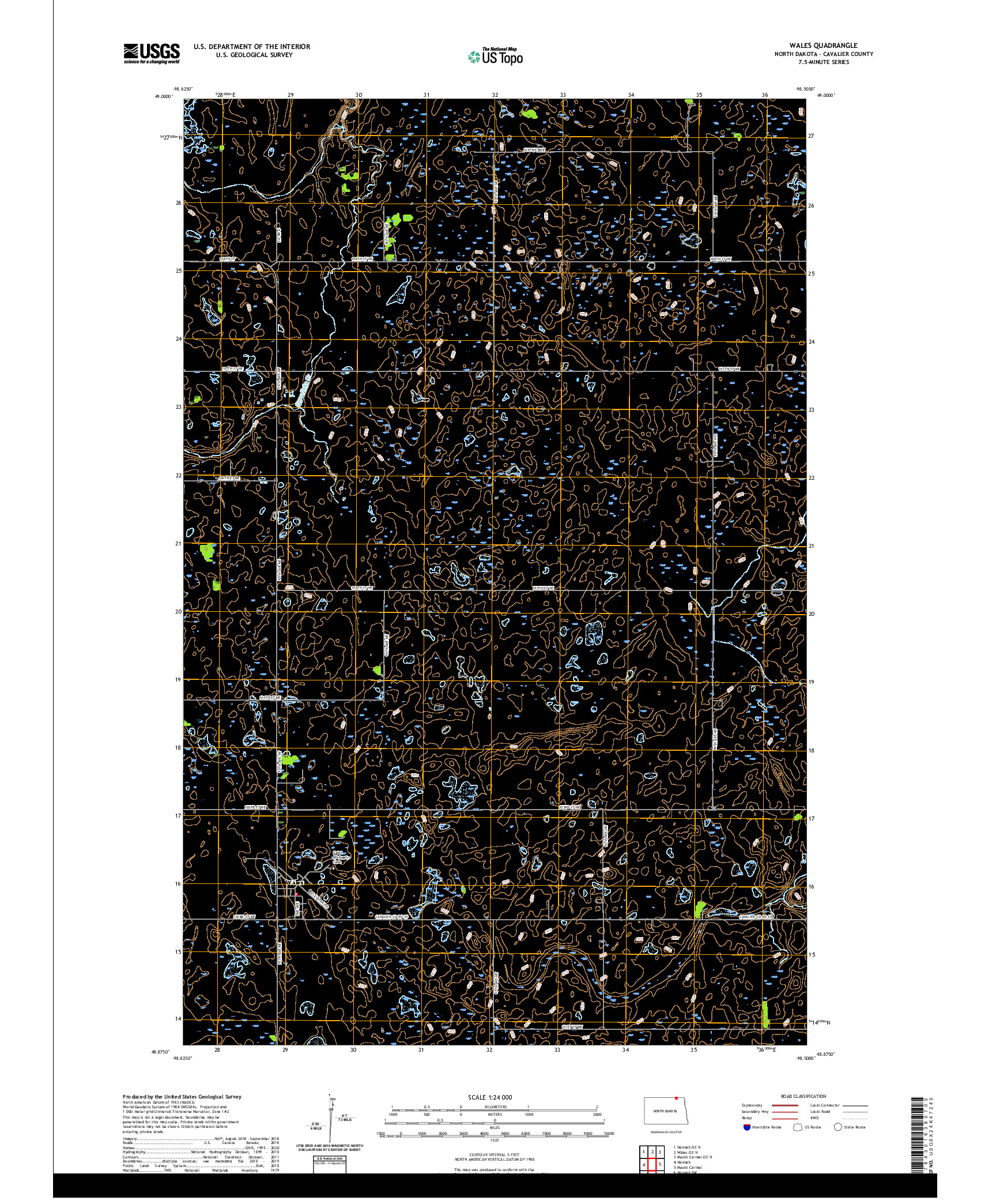 USGS US TOPO 7.5-MINUTE MAP FOR WALES, ND,MB 2020