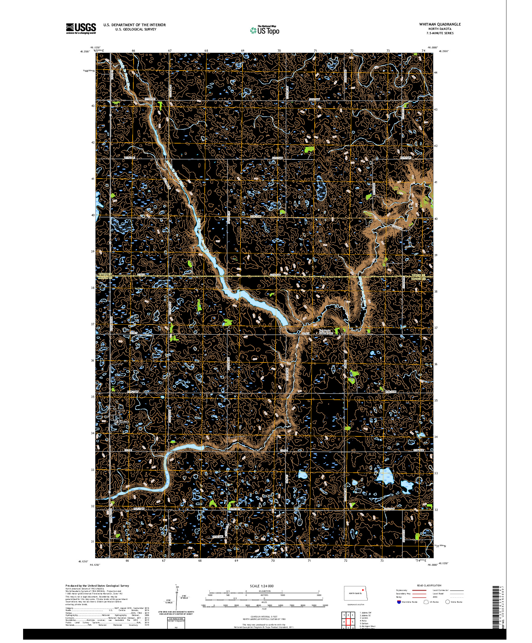 USGS US TOPO 7.5-MINUTE MAP FOR WHITMAN, ND 2020