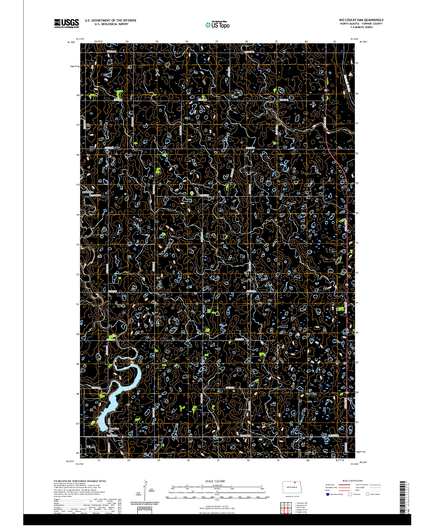 USGS US TOPO 7.5-MINUTE MAP FOR BIG COULEE DAM, ND 2020