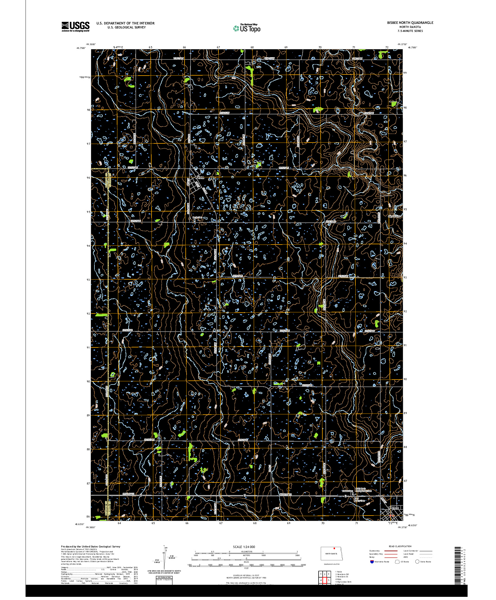 USGS US TOPO 7.5-MINUTE MAP FOR BISBEE NORTH, ND 2020