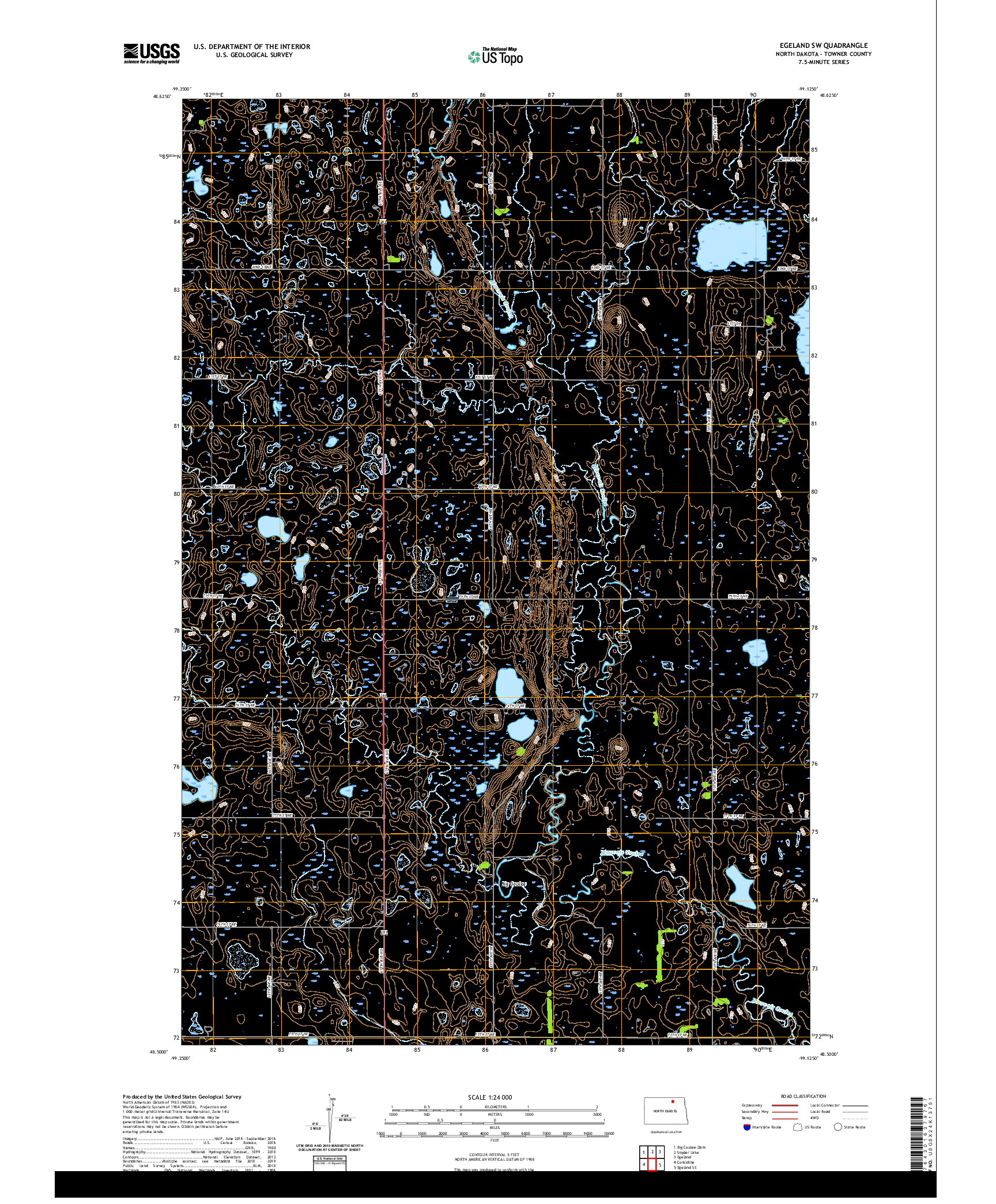 USGS US TOPO 7.5-MINUTE MAP FOR EGELAND SW, ND 2020