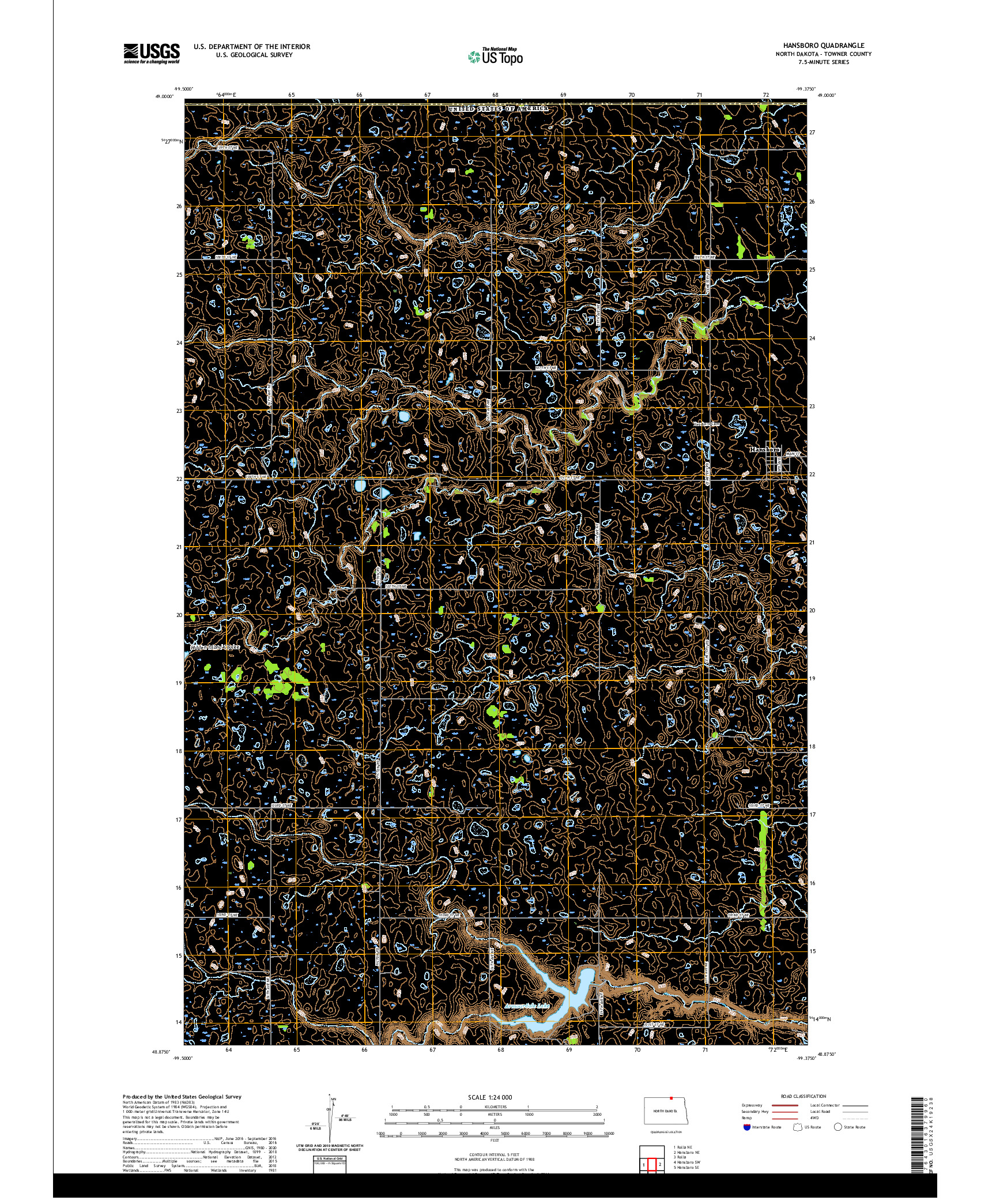 USGS US TOPO 7.5-MINUTE MAP FOR HANSBORO, ND,MB 2020