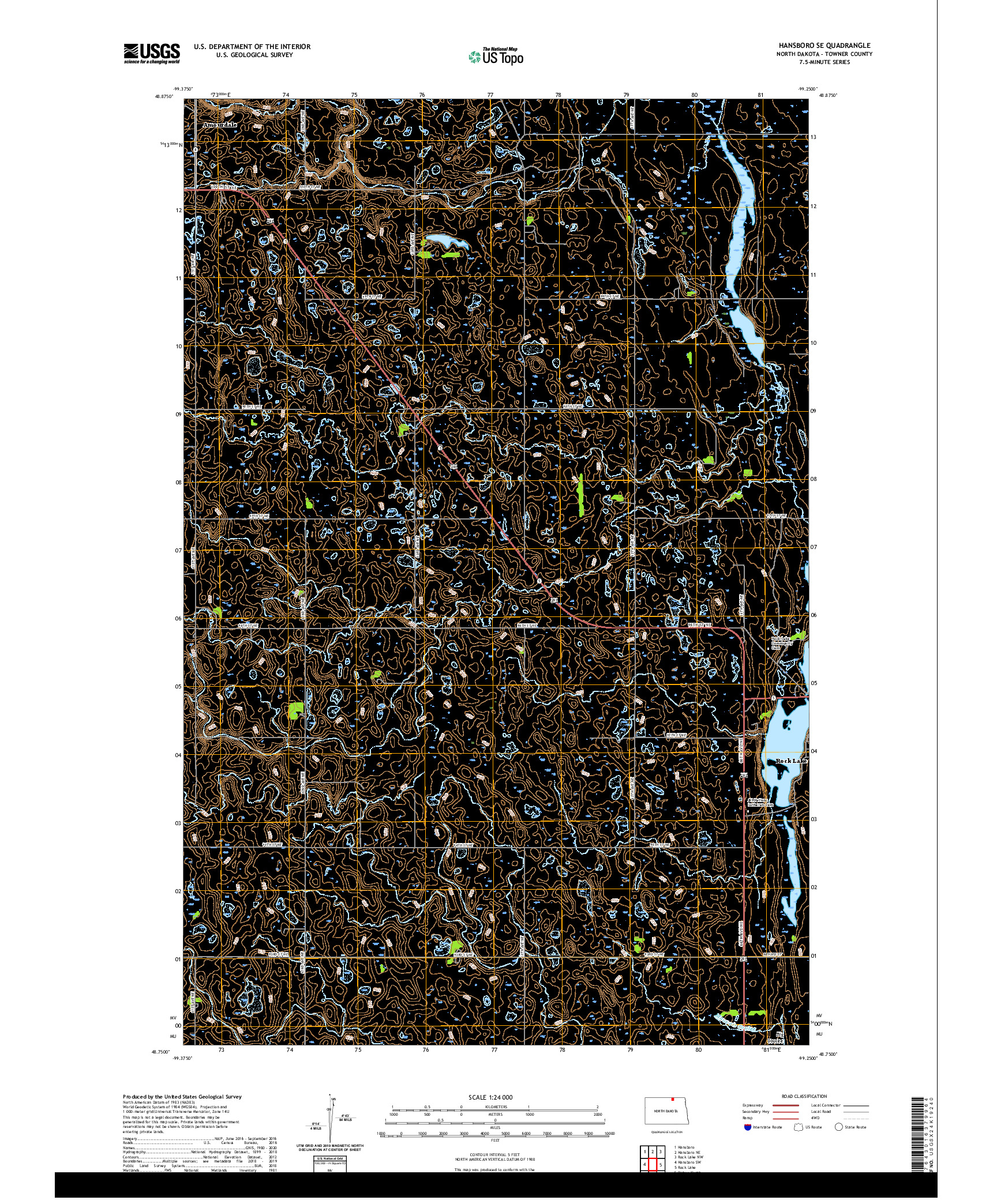 USGS US TOPO 7.5-MINUTE MAP FOR HANSBORO SE, ND 2020