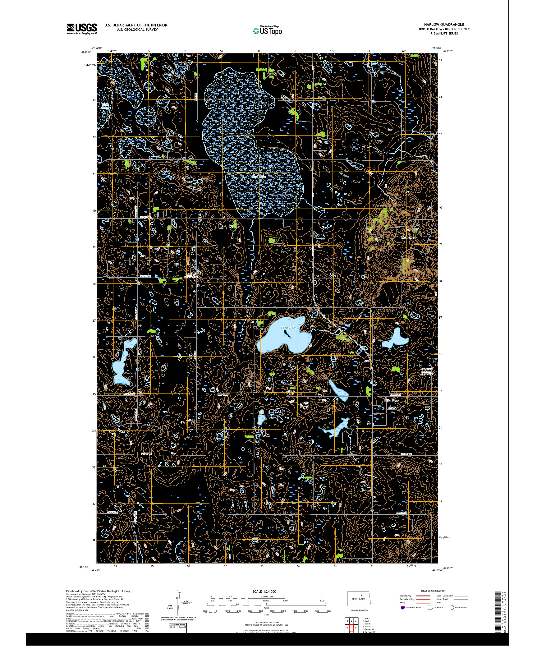 USGS US TOPO 7.5-MINUTE MAP FOR HARLOW, ND 2020