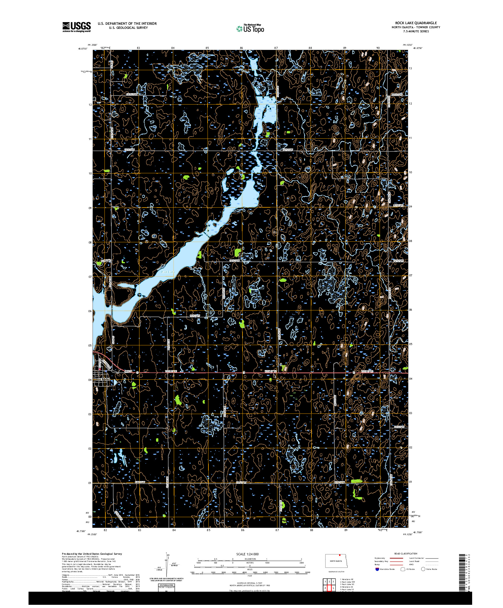 USGS US TOPO 7.5-MINUTE MAP FOR ROCK LAKE, ND 2020