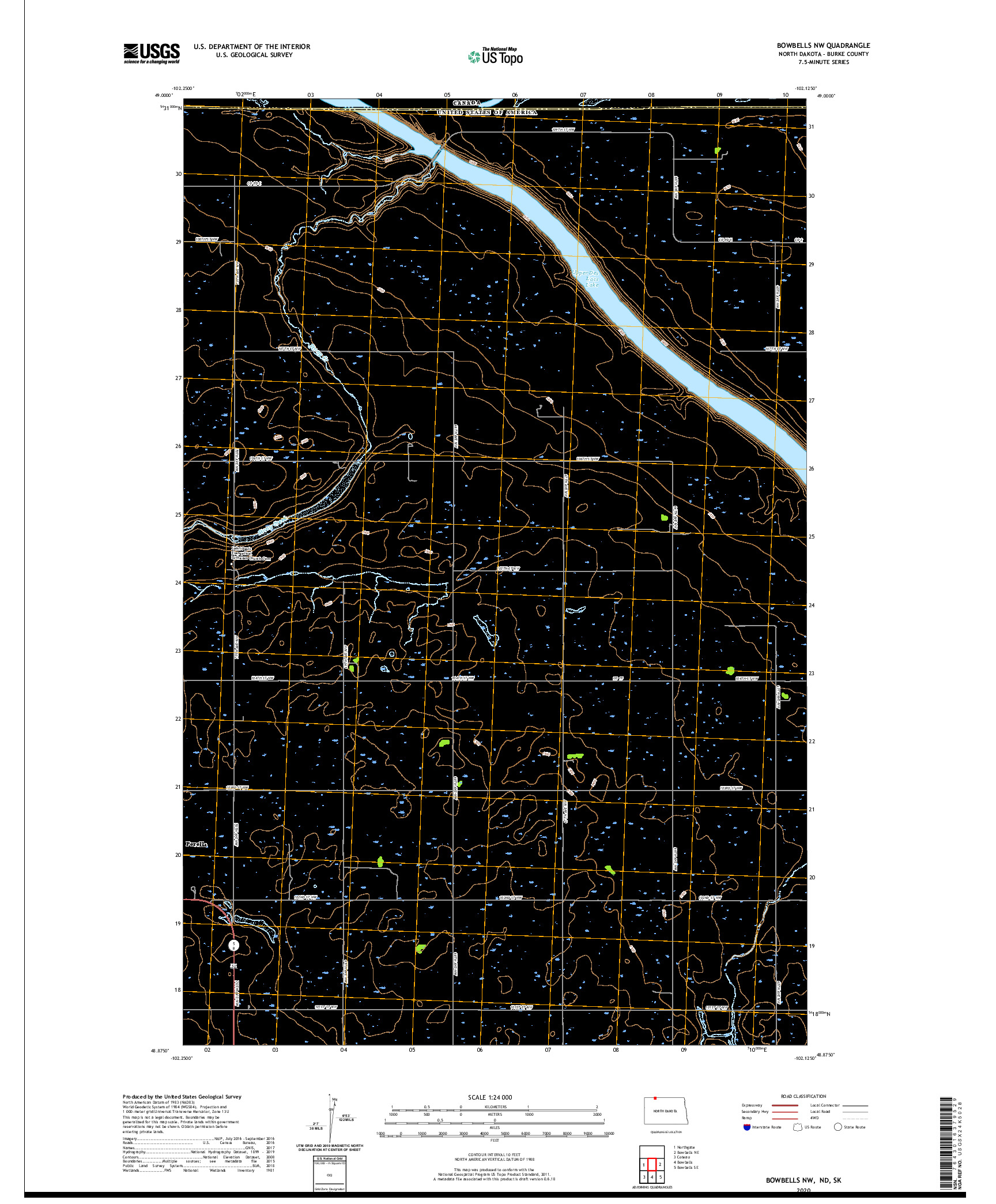 USGS US TOPO 7.5-MINUTE MAP FOR BOWBELLS NW, ND,SK 2020