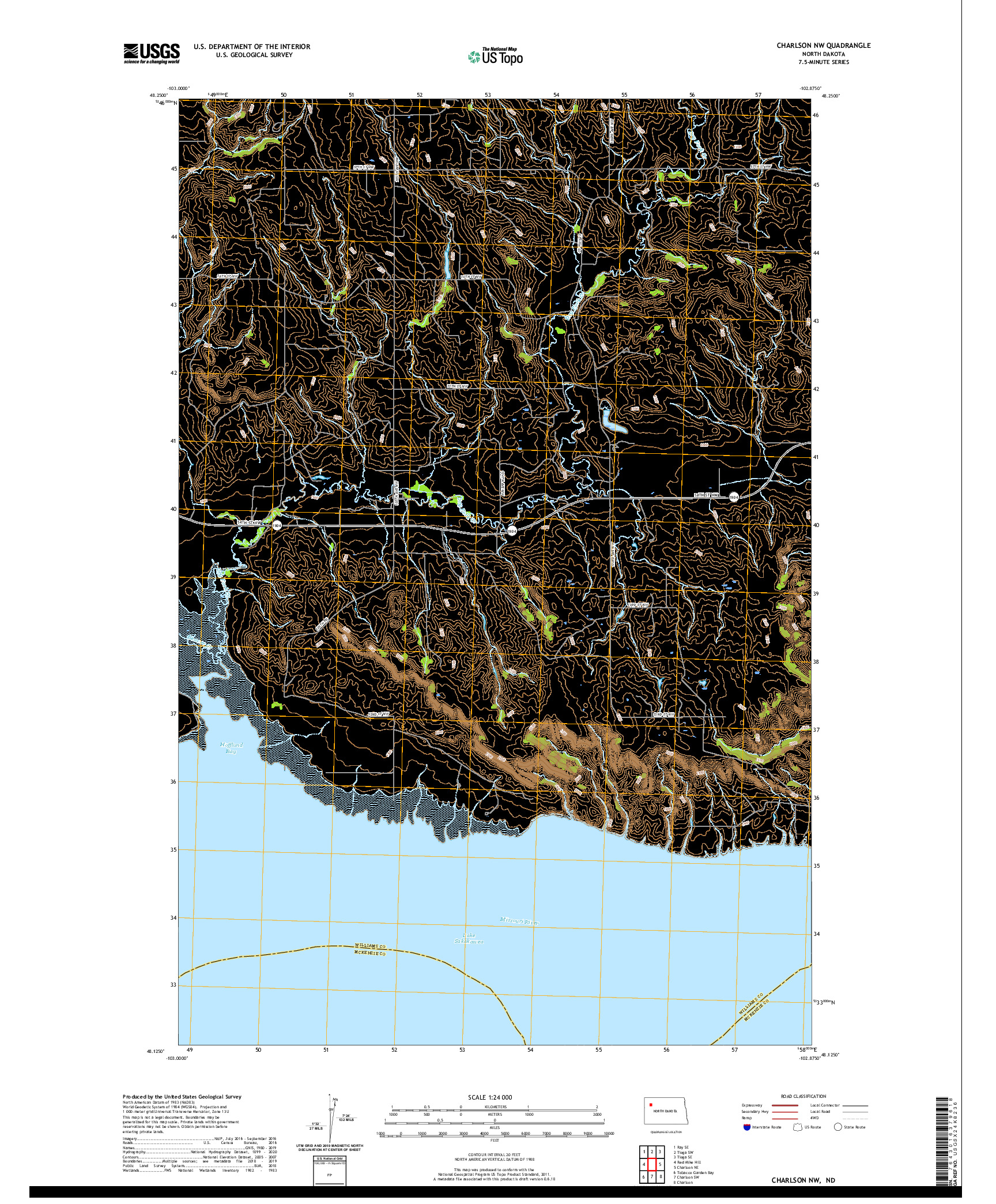 USGS US TOPO 7.5-MINUTE MAP FOR CHARLSON NW, ND 2020