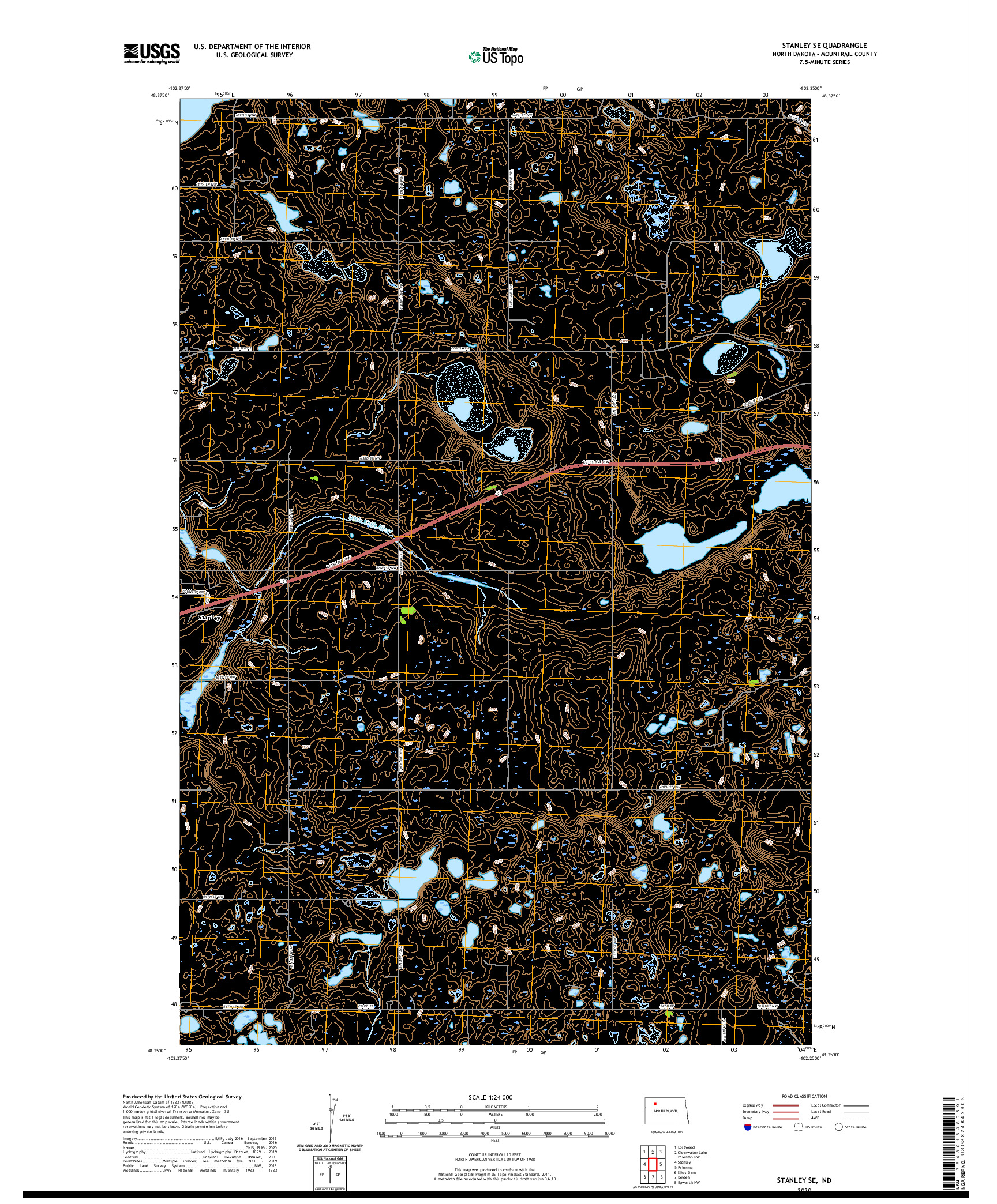 USGS US TOPO 7.5-MINUTE MAP FOR STANLEY SE, ND 2020