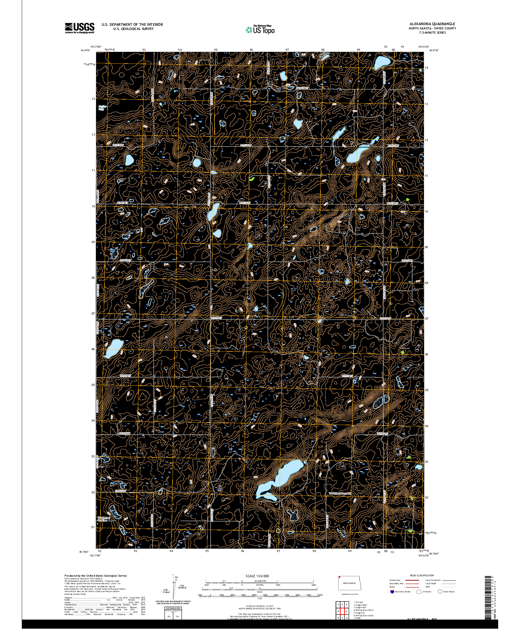 USGS US TOPO 7.5-MINUTE MAP FOR ALEXANDRIA, ND 2020