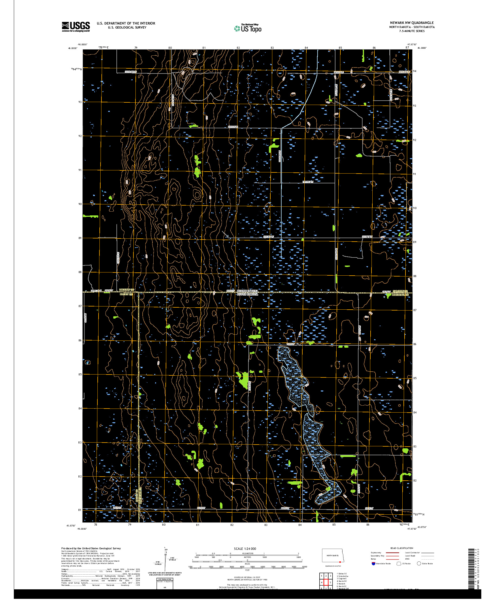 USGS US TOPO 7.5-MINUTE MAP FOR NEWARK NW, ND,SD 2020