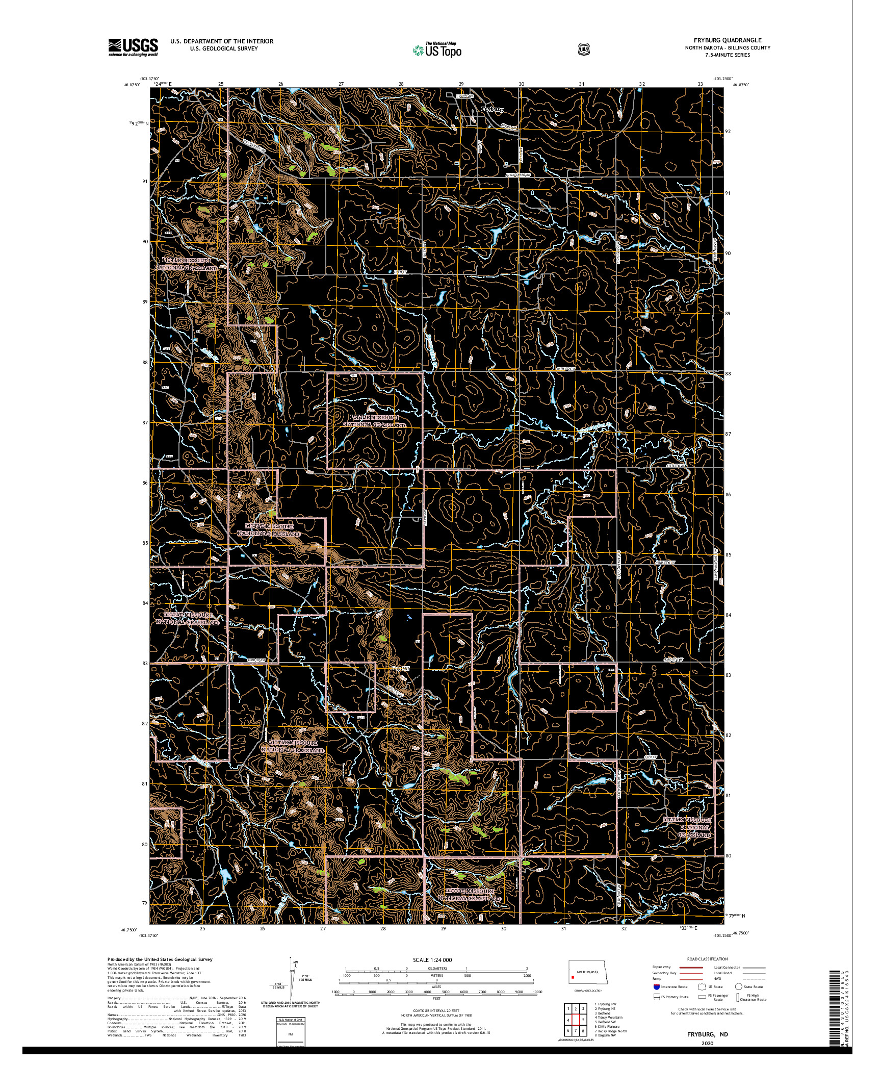USGS US TOPO 7.5-MINUTE MAP FOR FRYBURG, ND 2020
