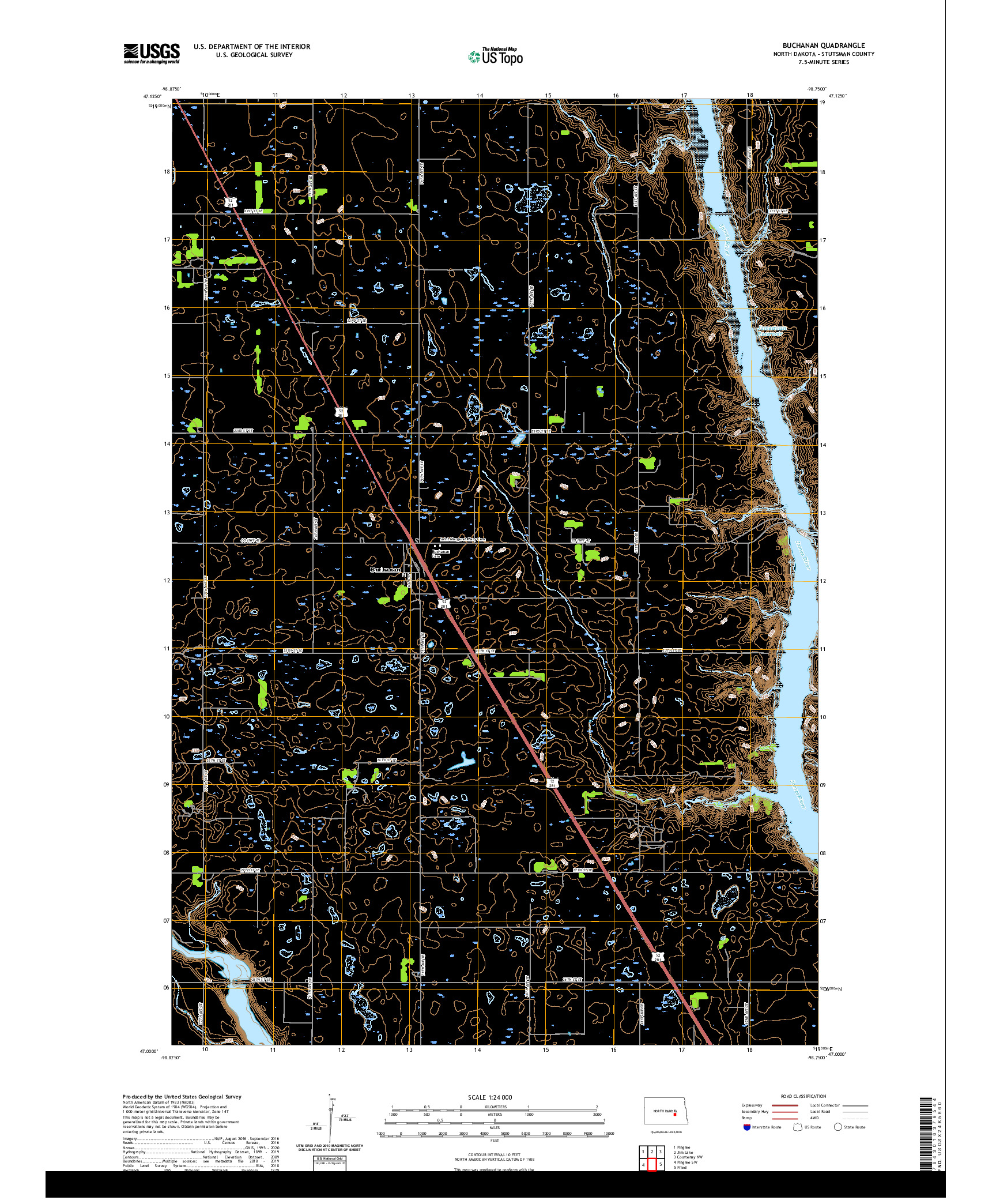 USGS US TOPO 7.5-MINUTE MAP FOR BUCHANAN, ND 2020