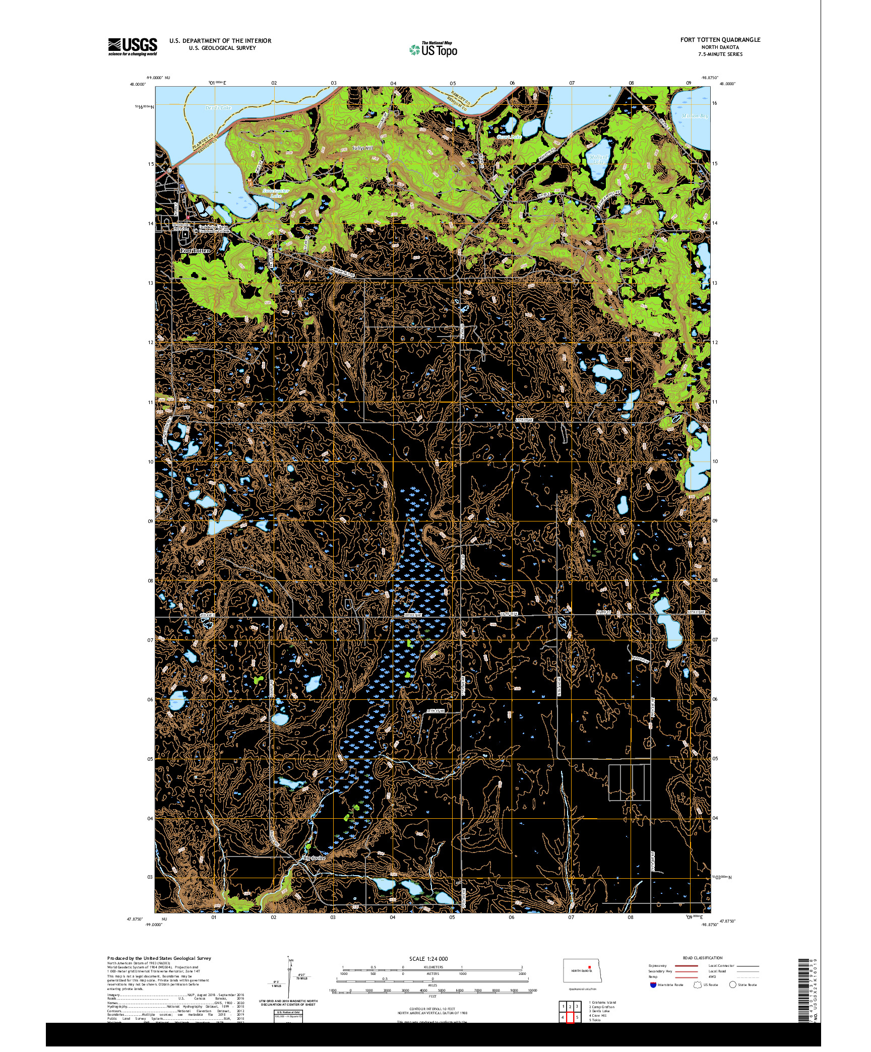 USGS US TOPO 7.5-MINUTE MAP FOR FORT TOTTEN, ND 2020