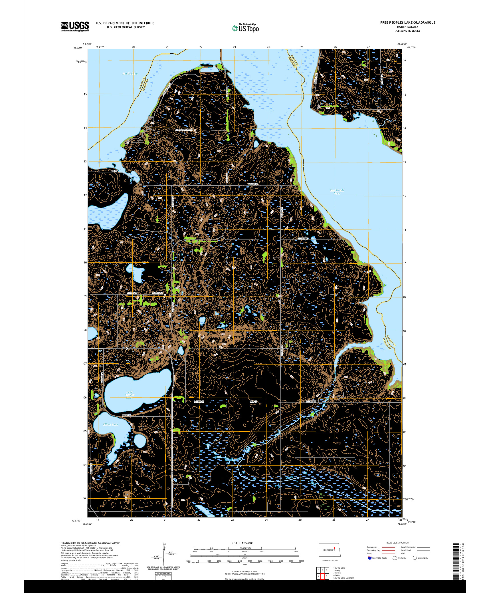 USGS US TOPO 7.5-MINUTE MAP FOR FREE PEOPLES LAKE, ND 2020