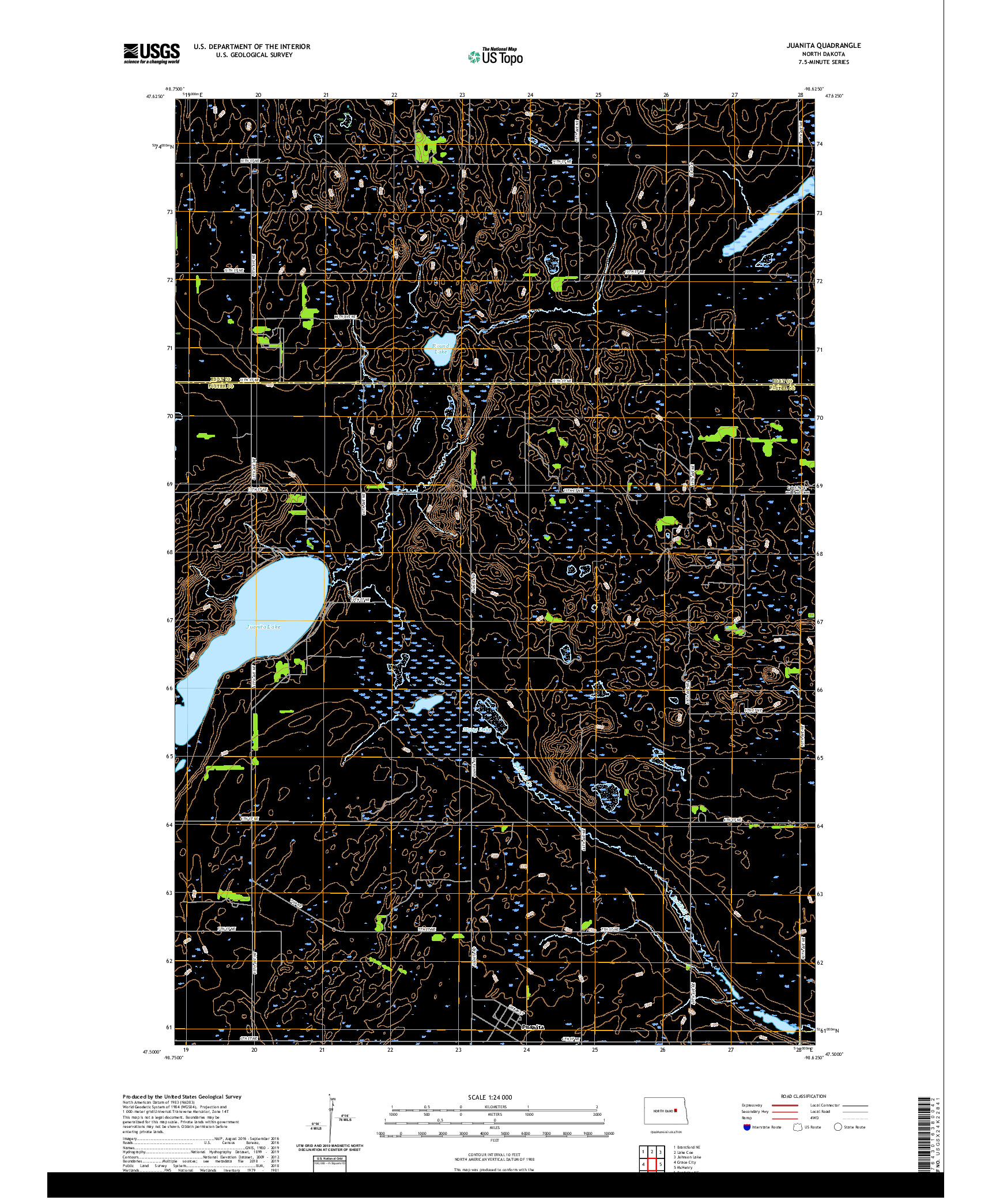 USGS US TOPO 7.5-MINUTE MAP FOR JUANITA, ND 2020