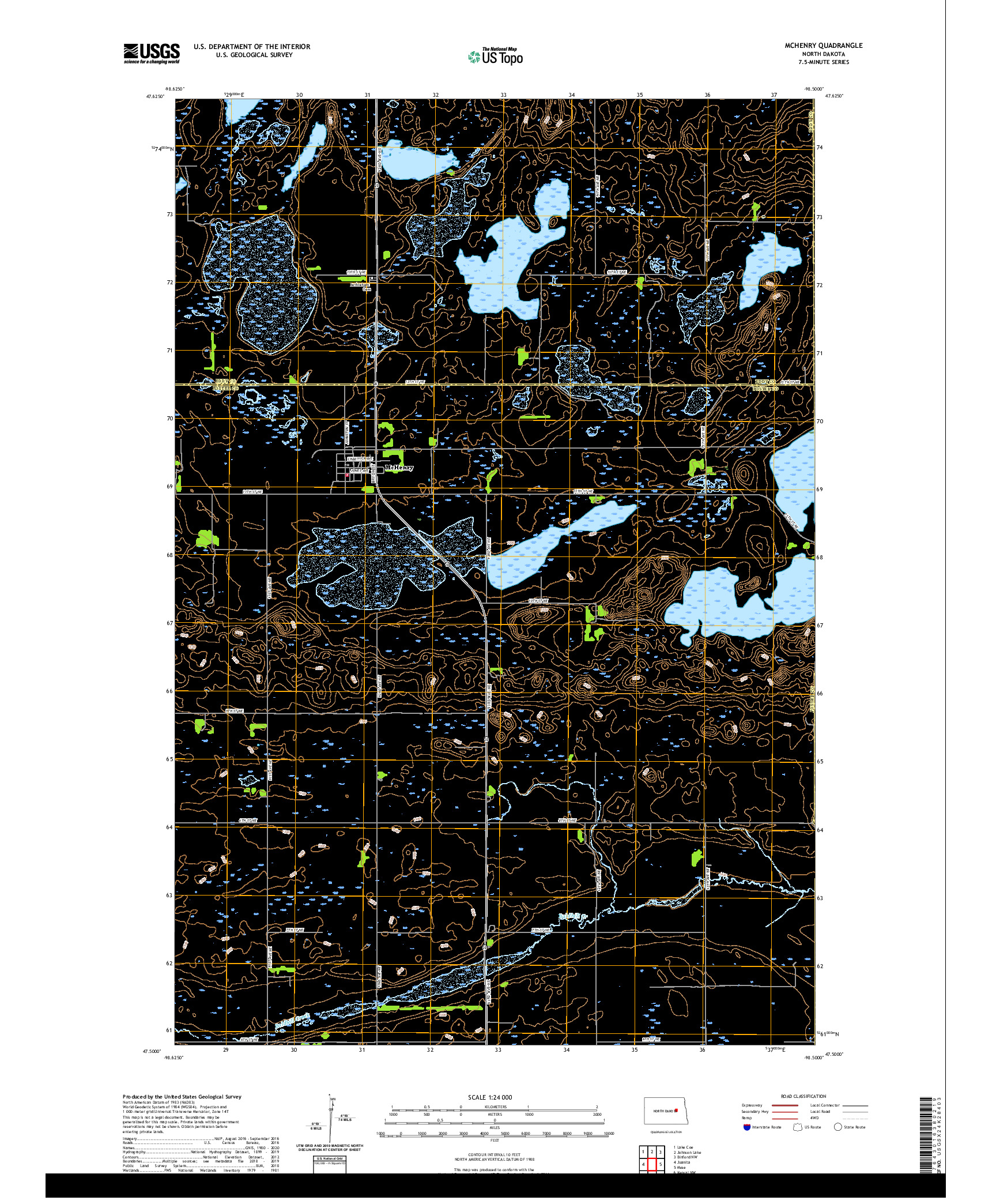 USGS US TOPO 7.5-MINUTE MAP FOR MCHENRY, ND 2020