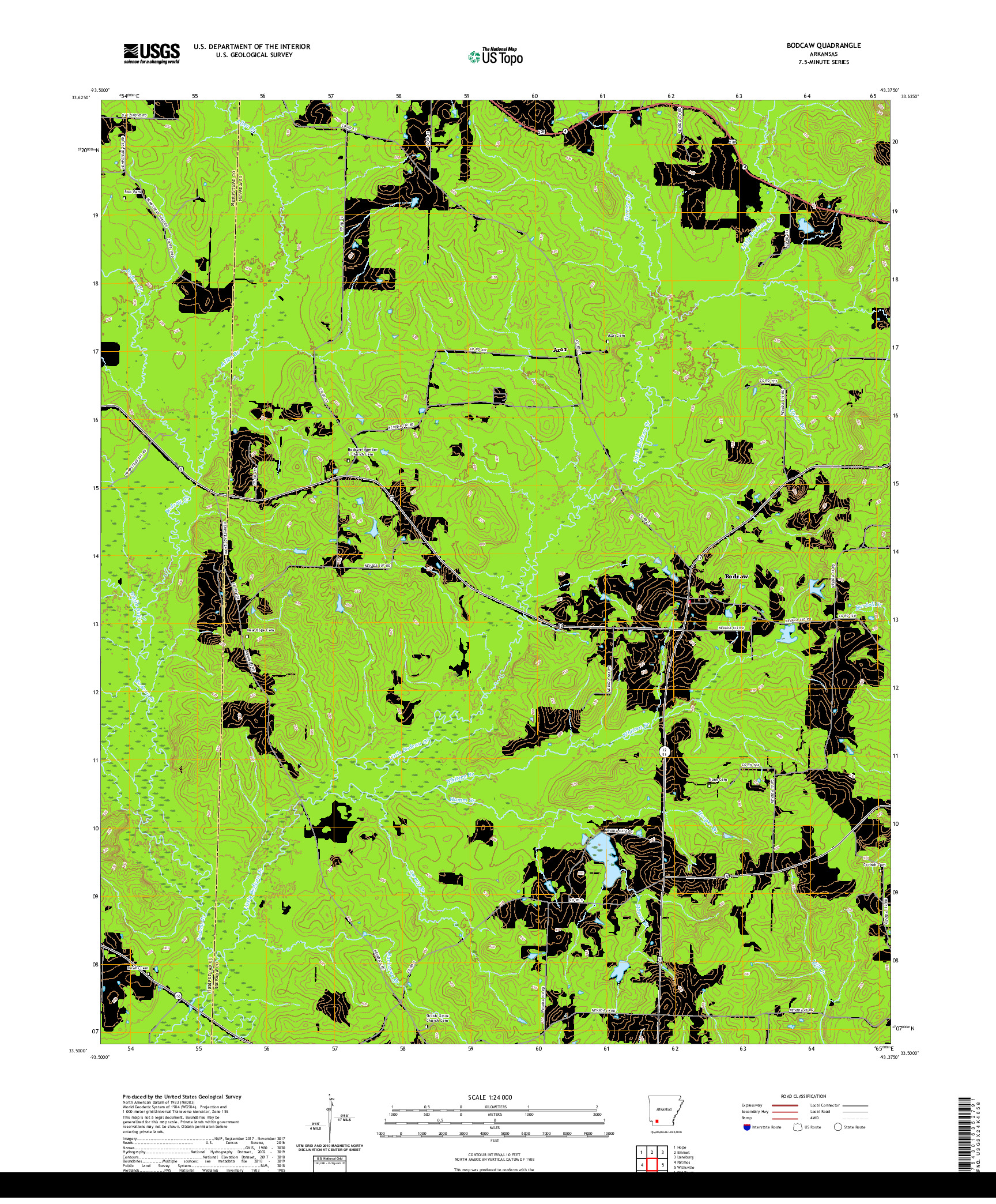 USGS US TOPO 7.5-MINUTE MAP FOR BODCAW, AR 2020