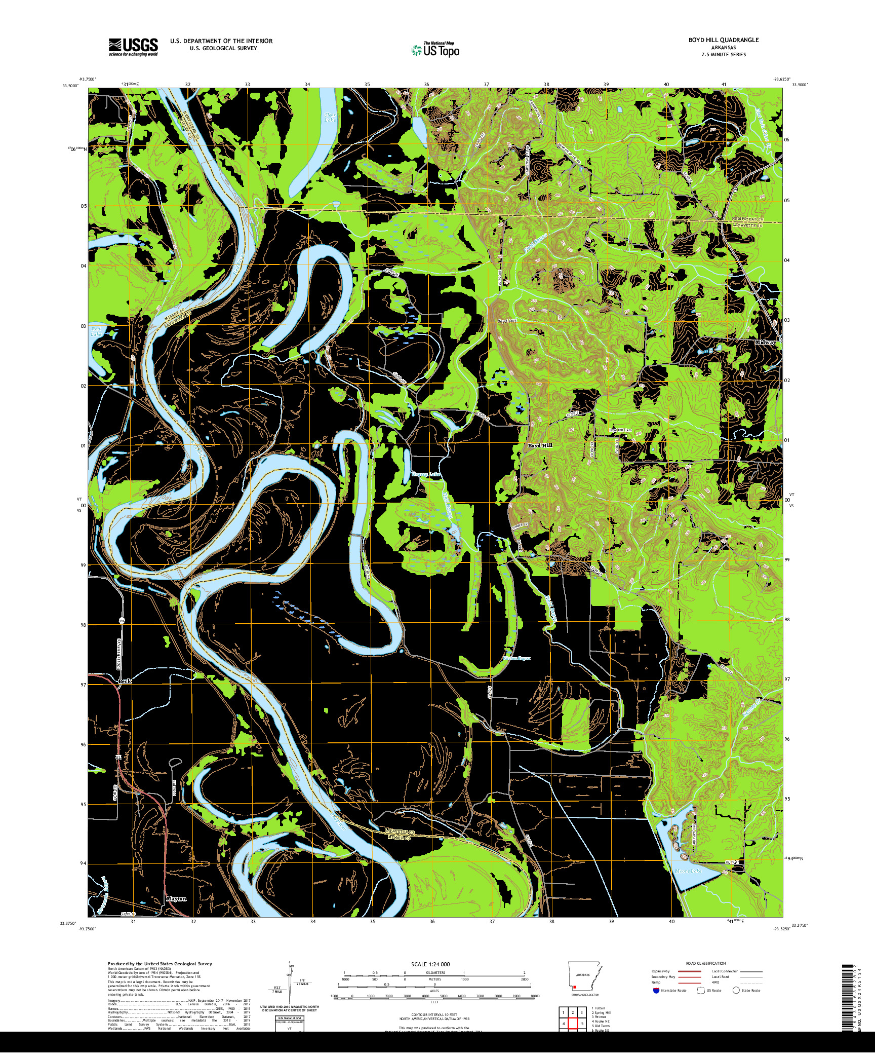 USGS US TOPO 7.5-MINUTE MAP FOR BOYD HILL, AR 2020