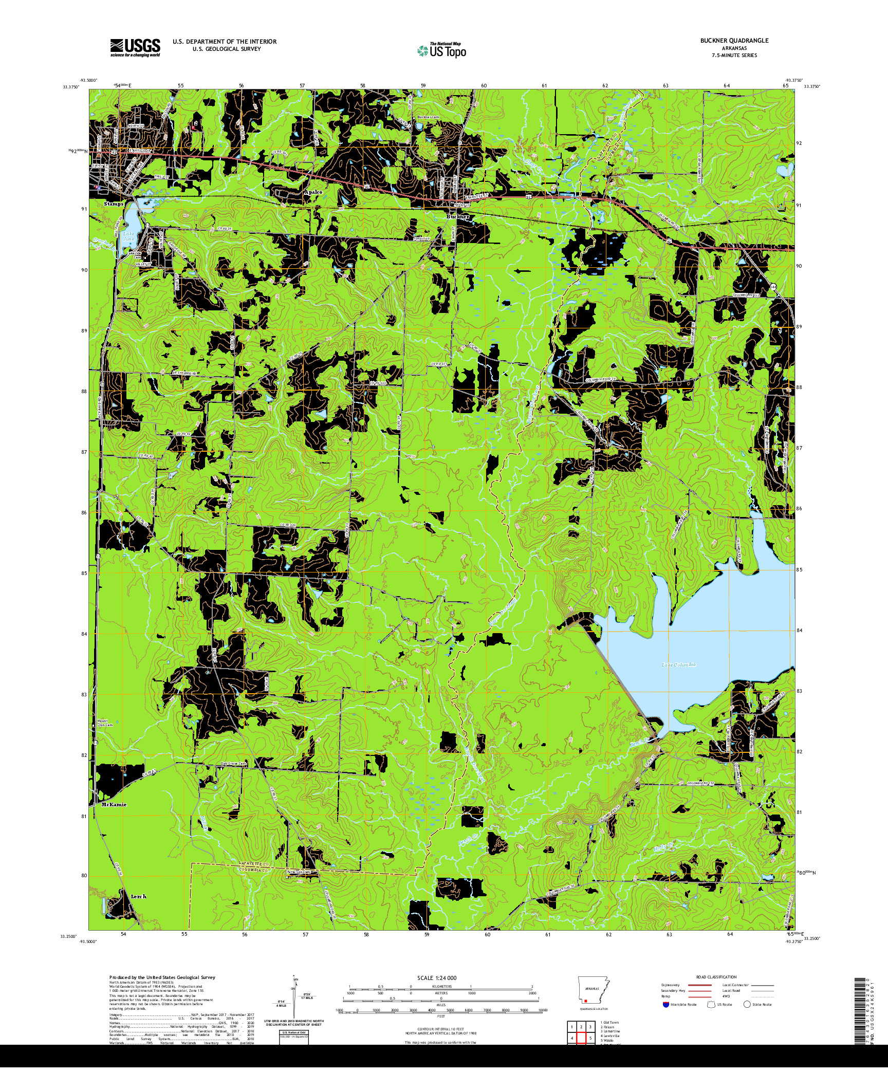 USGS US TOPO 7.5-MINUTE MAP FOR BUCKNER, AR 2020