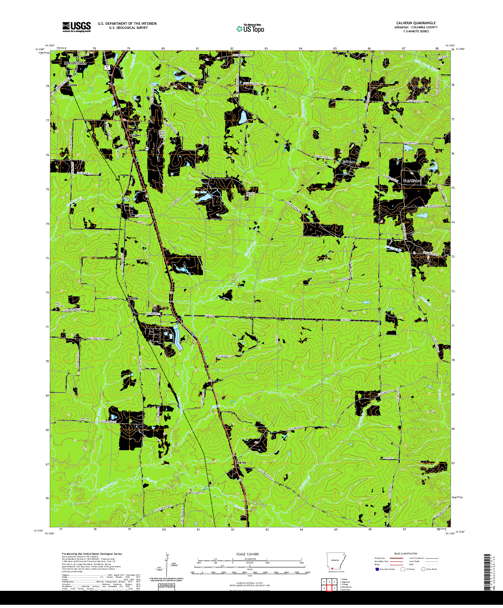 USGS US TOPO 7.5-MINUTE MAP FOR CALHOUN, AR 2020