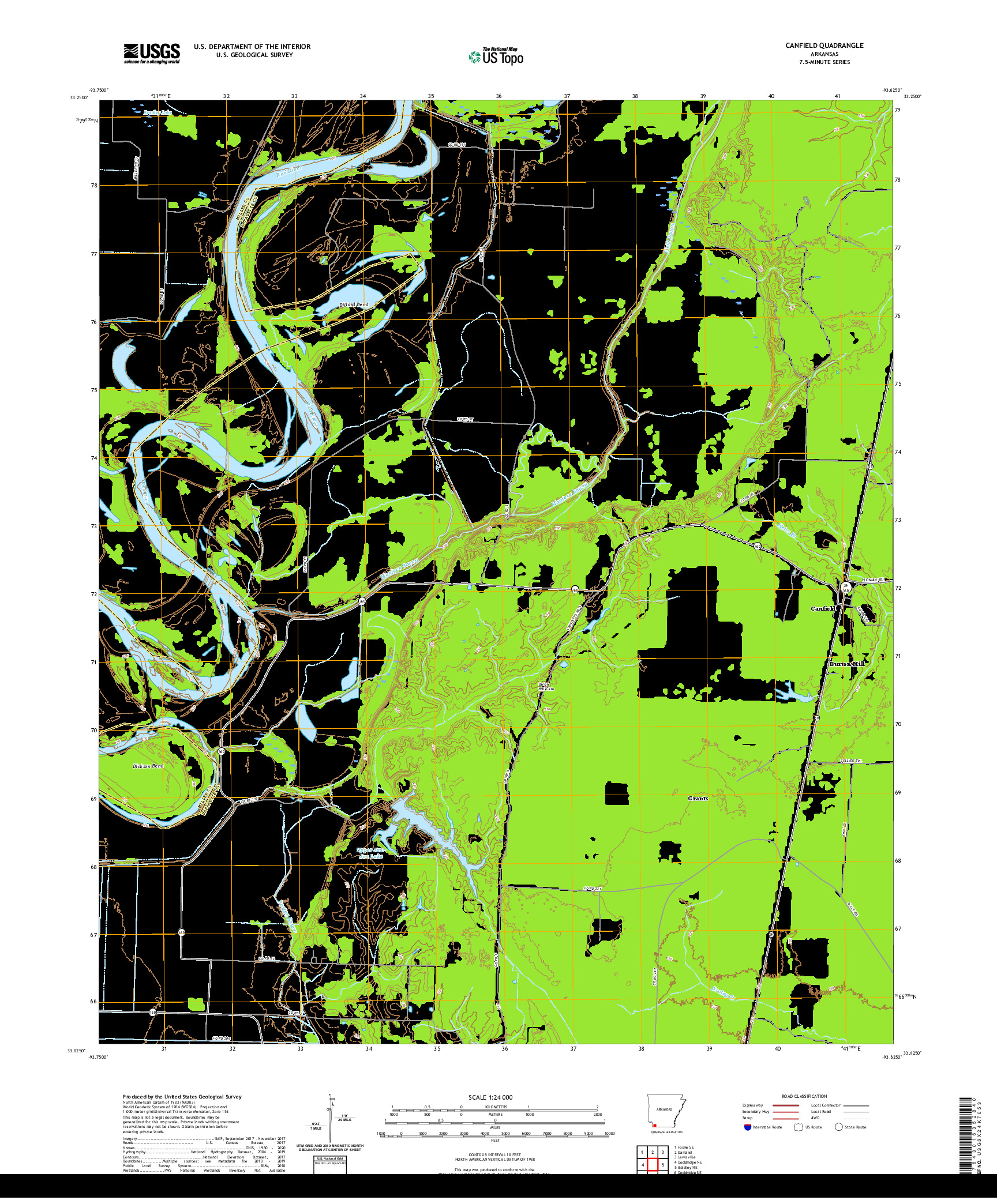 USGS US TOPO 7.5-MINUTE MAP FOR CANFIELD, AR 2020