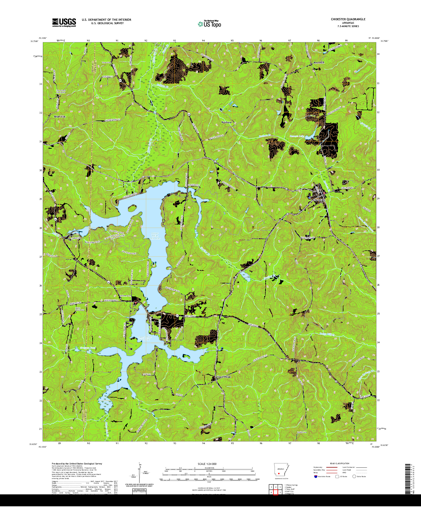 USGS US TOPO 7.5-MINUTE MAP FOR CHIDESTER, AR 2020