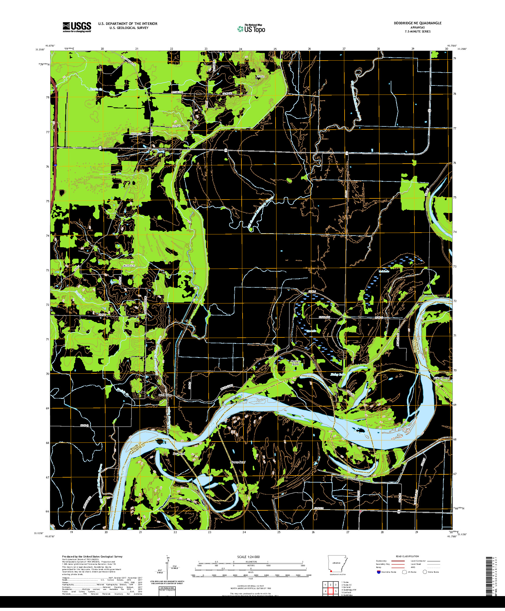 USGS US TOPO 7.5-MINUTE MAP FOR DODDRIDGE NE, AR 2020