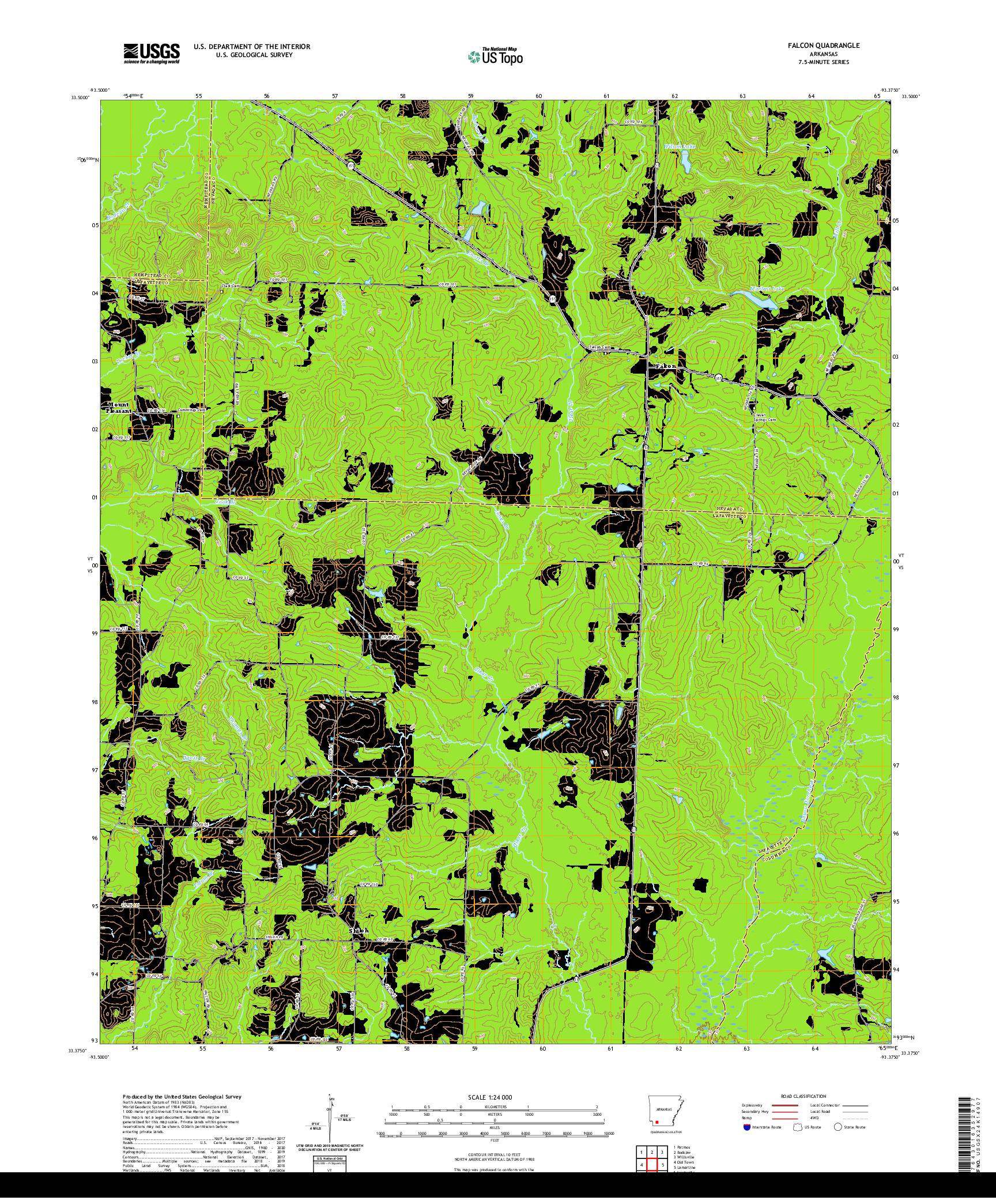 USGS US TOPO 7.5-MINUTE MAP FOR FALCON, AR 2020