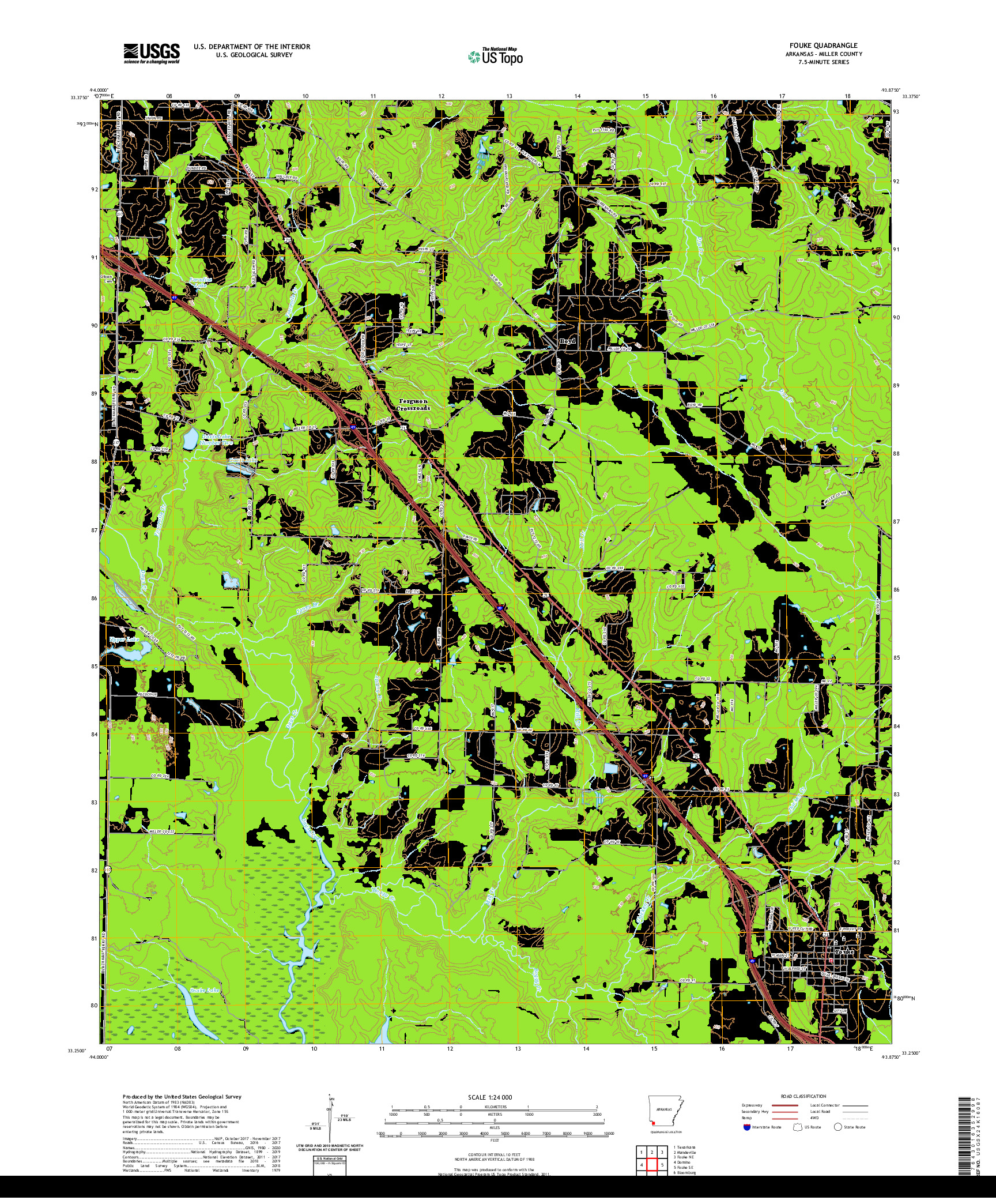 USGS US TOPO 7.5-MINUTE MAP FOR FOUKE, AR 2020