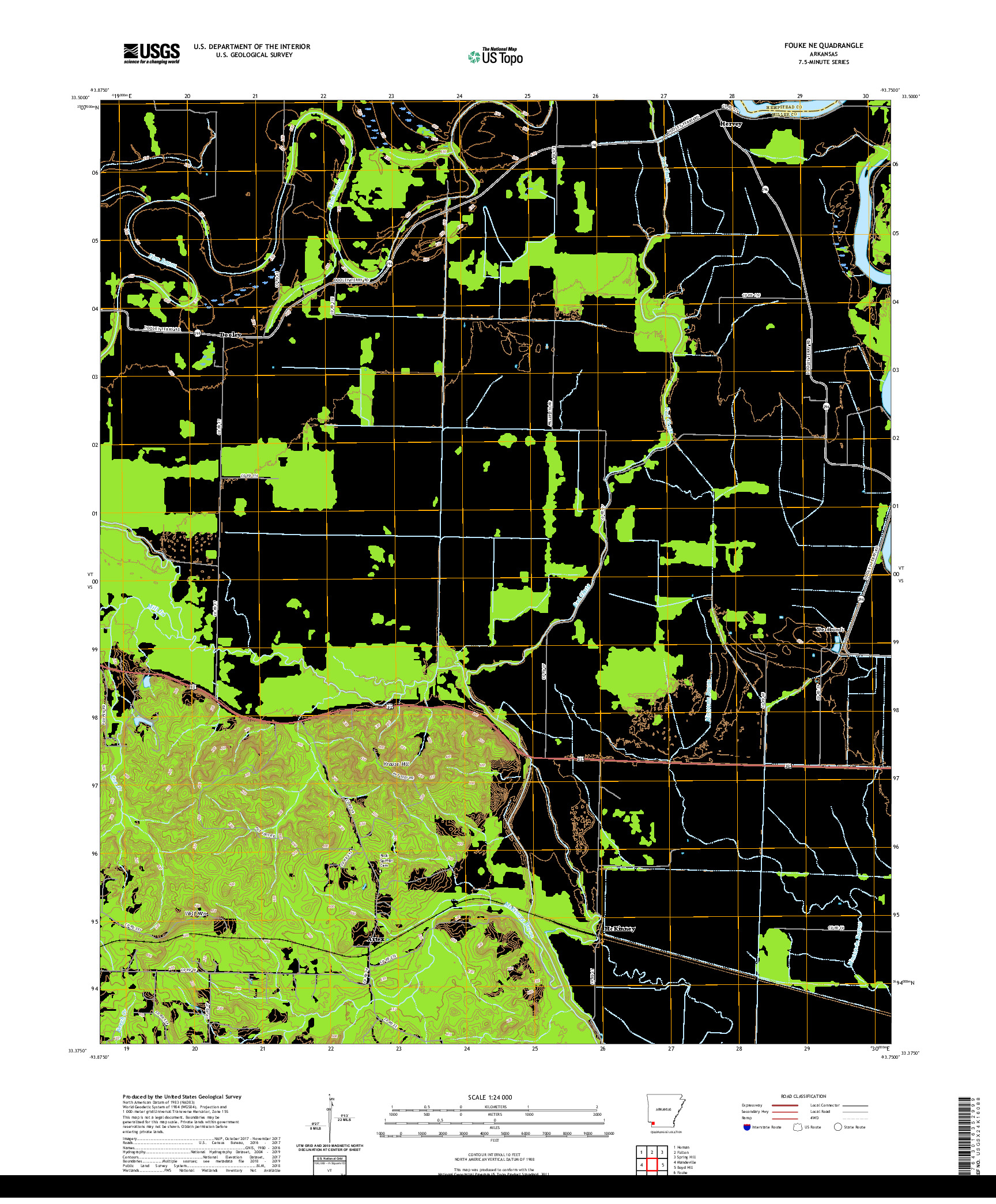USGS US TOPO 7.5-MINUTE MAP FOR FOUKE NE, AR 2020