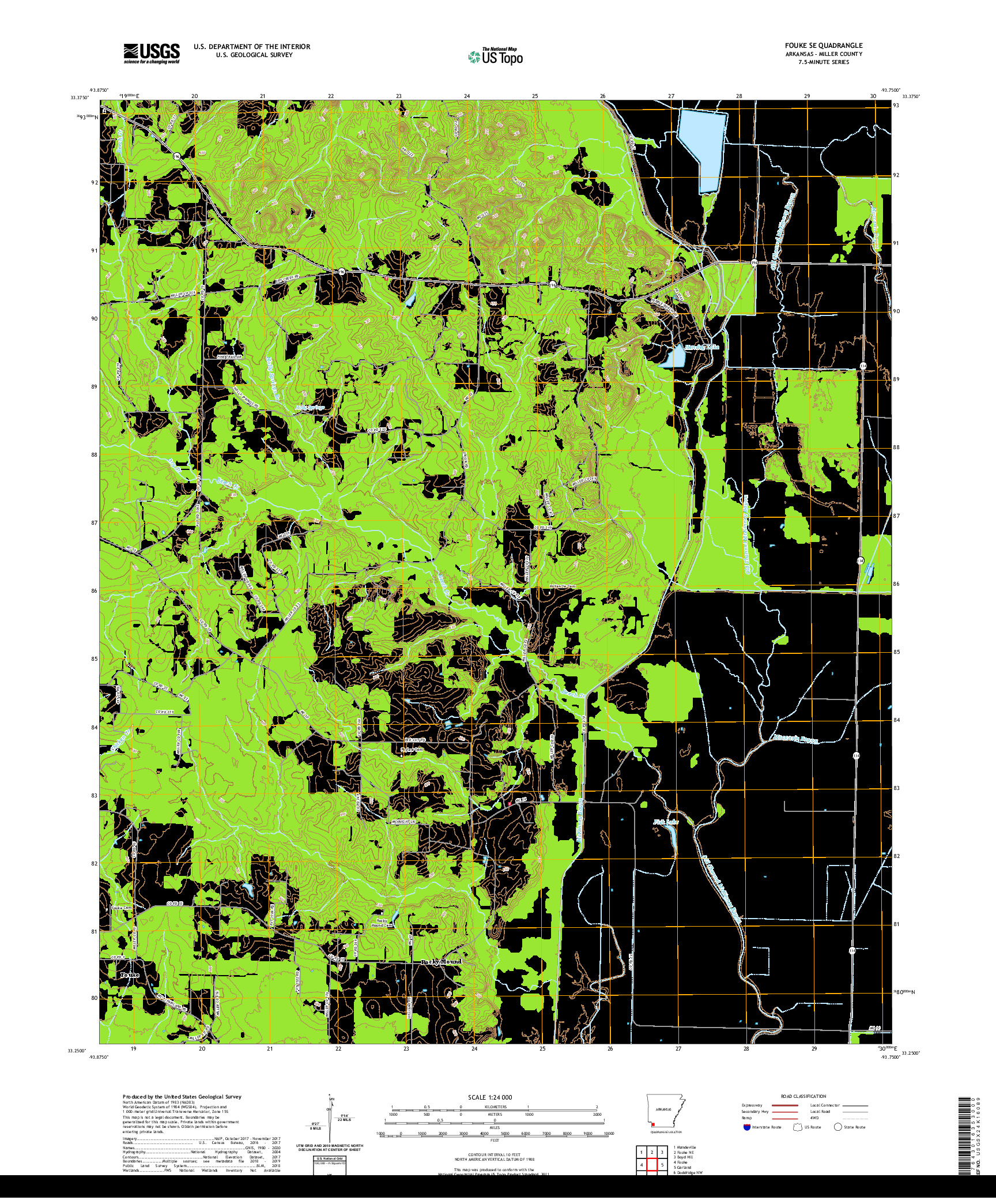 USGS US TOPO 7.5-MINUTE MAP FOR FOUKE SE, AR 2020