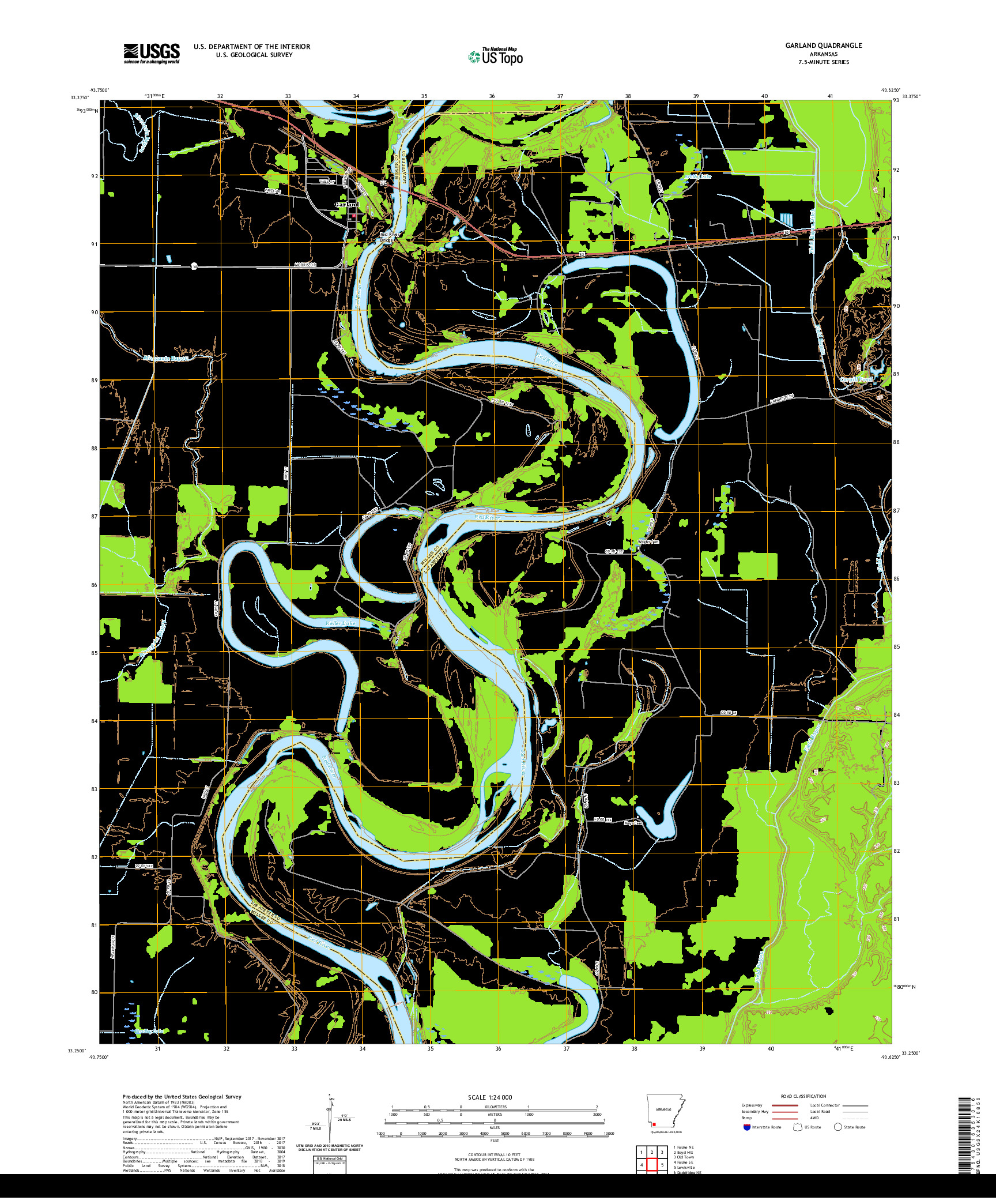 USGS US TOPO 7.5-MINUTE MAP FOR GARLAND, AR 2020