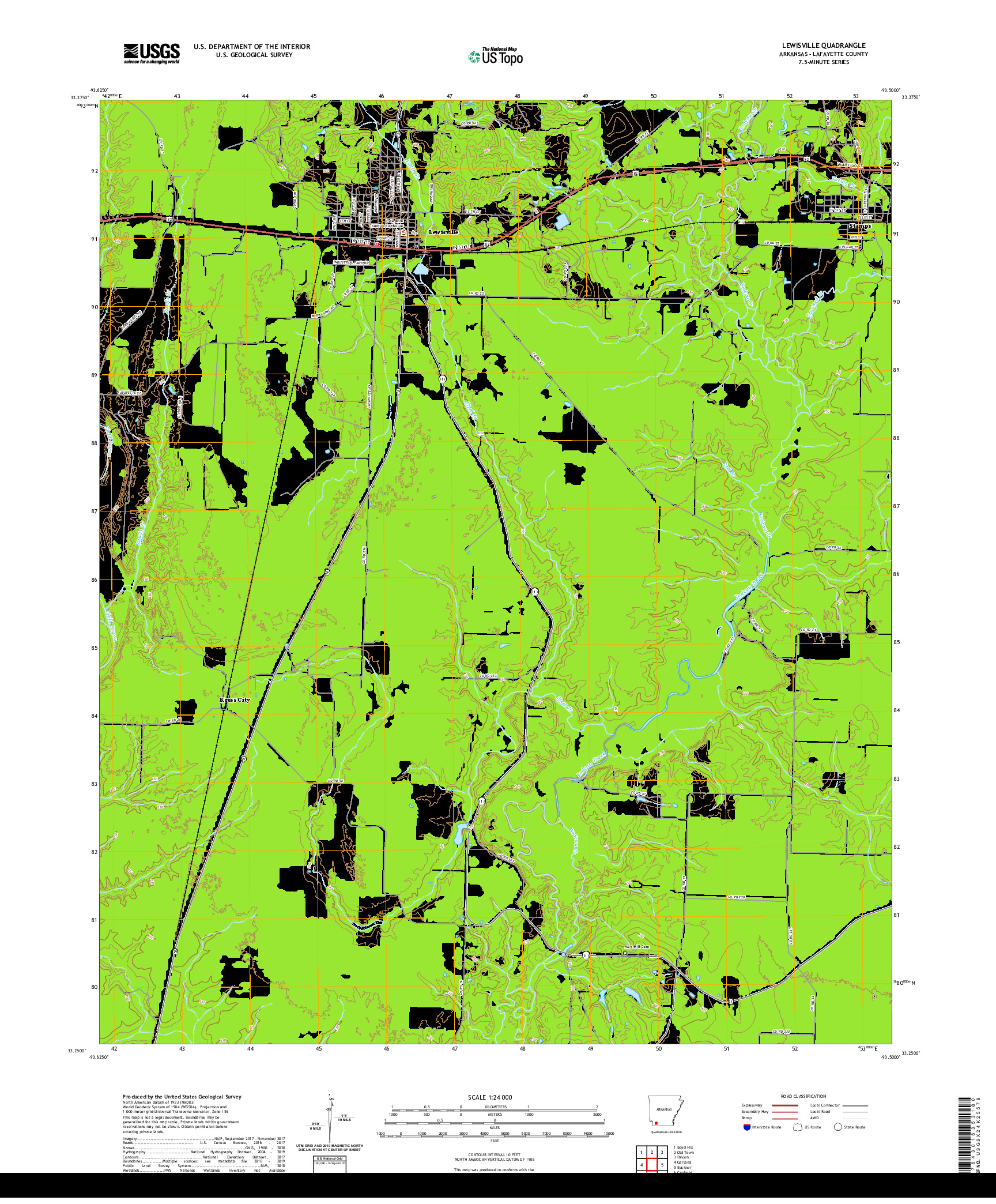 USGS US TOPO 7.5-MINUTE MAP FOR LEWISVILLE, AR 2020