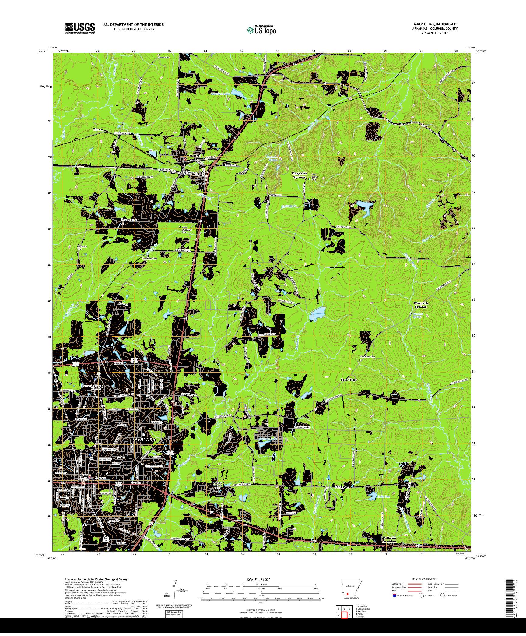 USGS US TOPO 7.5-MINUTE MAP FOR MAGNOLIA, AR 2020